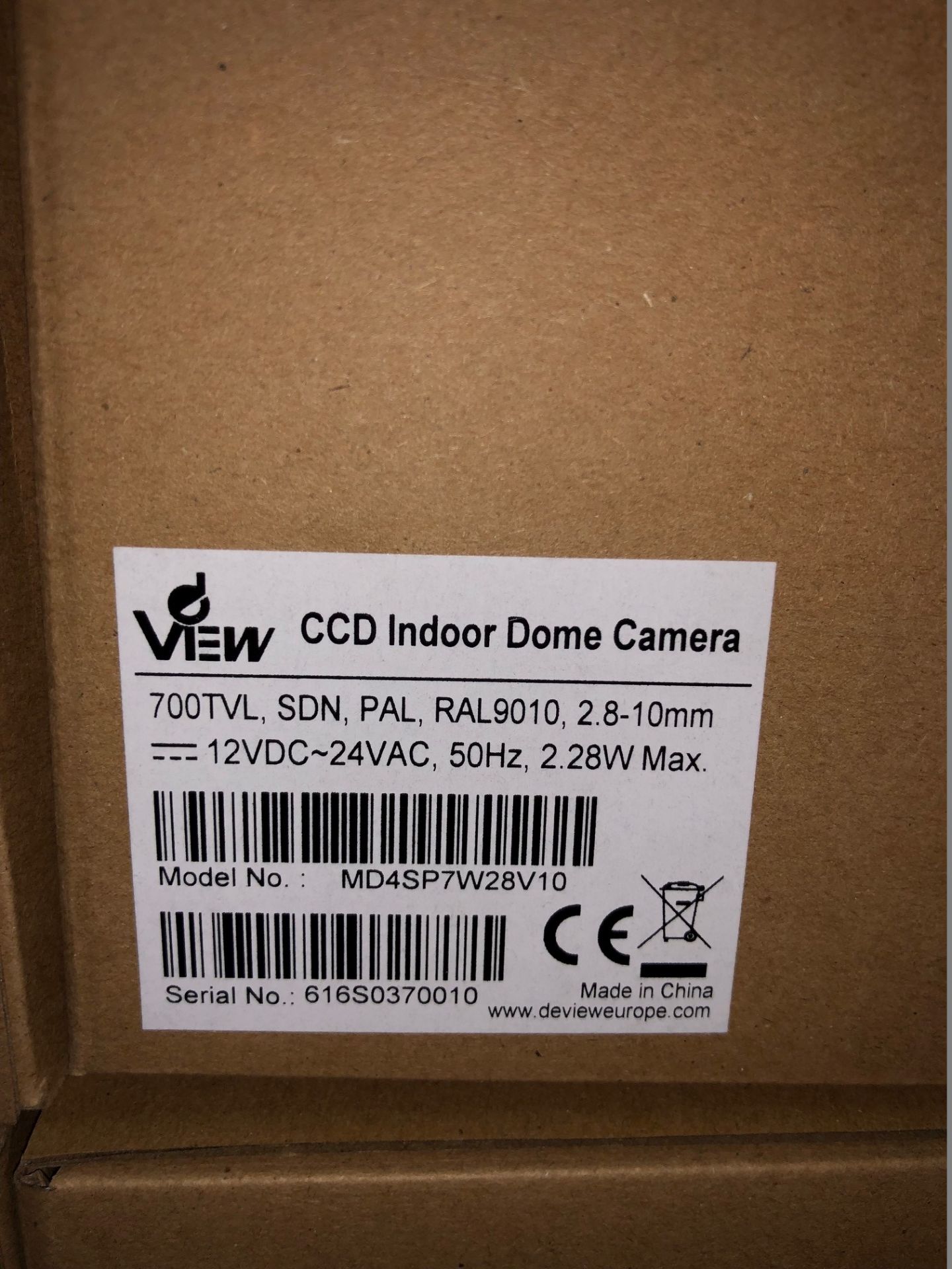 4 x dView CCD Indoor Dome Cameras - 700TVL, SDN, PAL. RAL9010, 2.8-10mm - Model MD4SP7W28V10 ( - Image 2 of 3