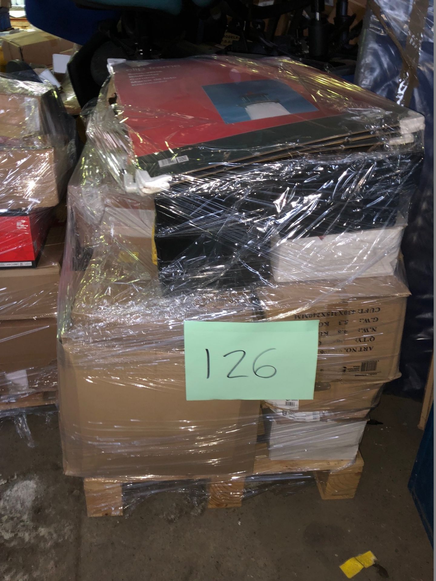 1 x Pallet of Mixed Stock/Stationery Including Clip Frames, Tissues, Bankers Boxes, Files,