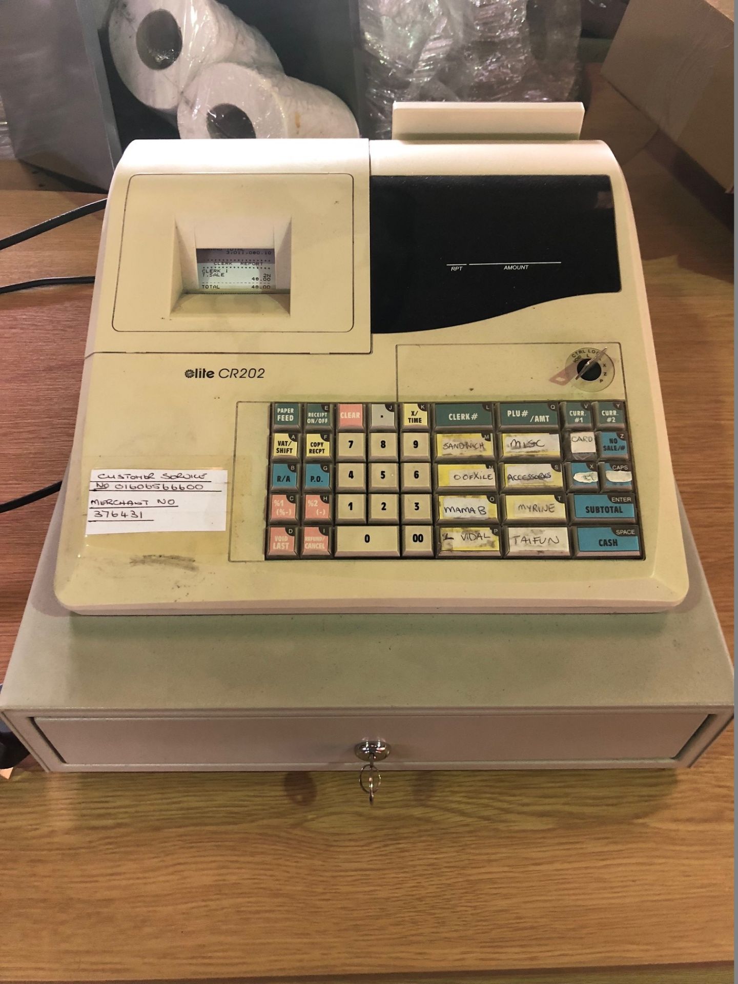 Elite CR202 Cash Register With Keys