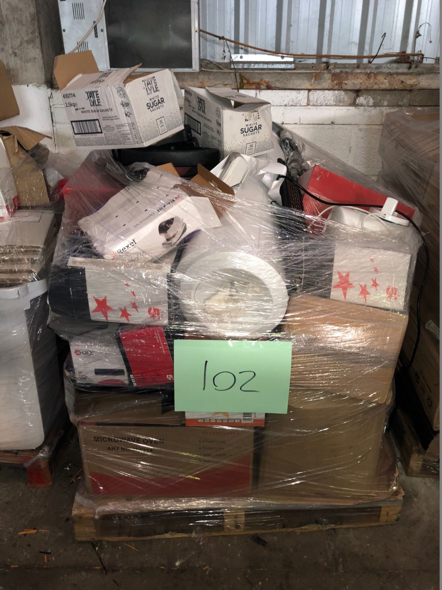 1 x Pallet of Mixed Stock/Stationery Including Microwave, Water Coolers, Heaters, Kettles,