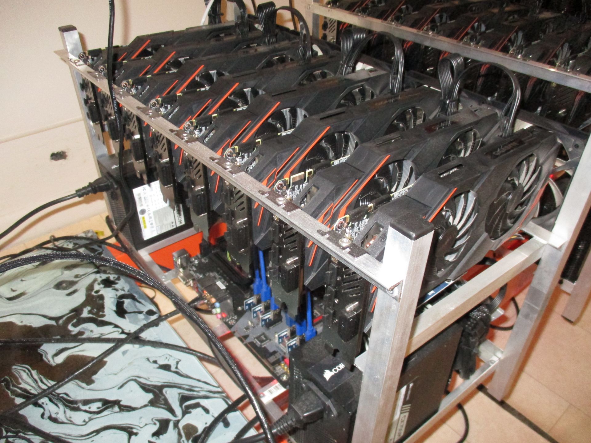 1 x Bit Coin/Crypto Currency Mining Rig With 8 x Gigabyte Windforce OC Edit'n GTX1070 Graphics Cards