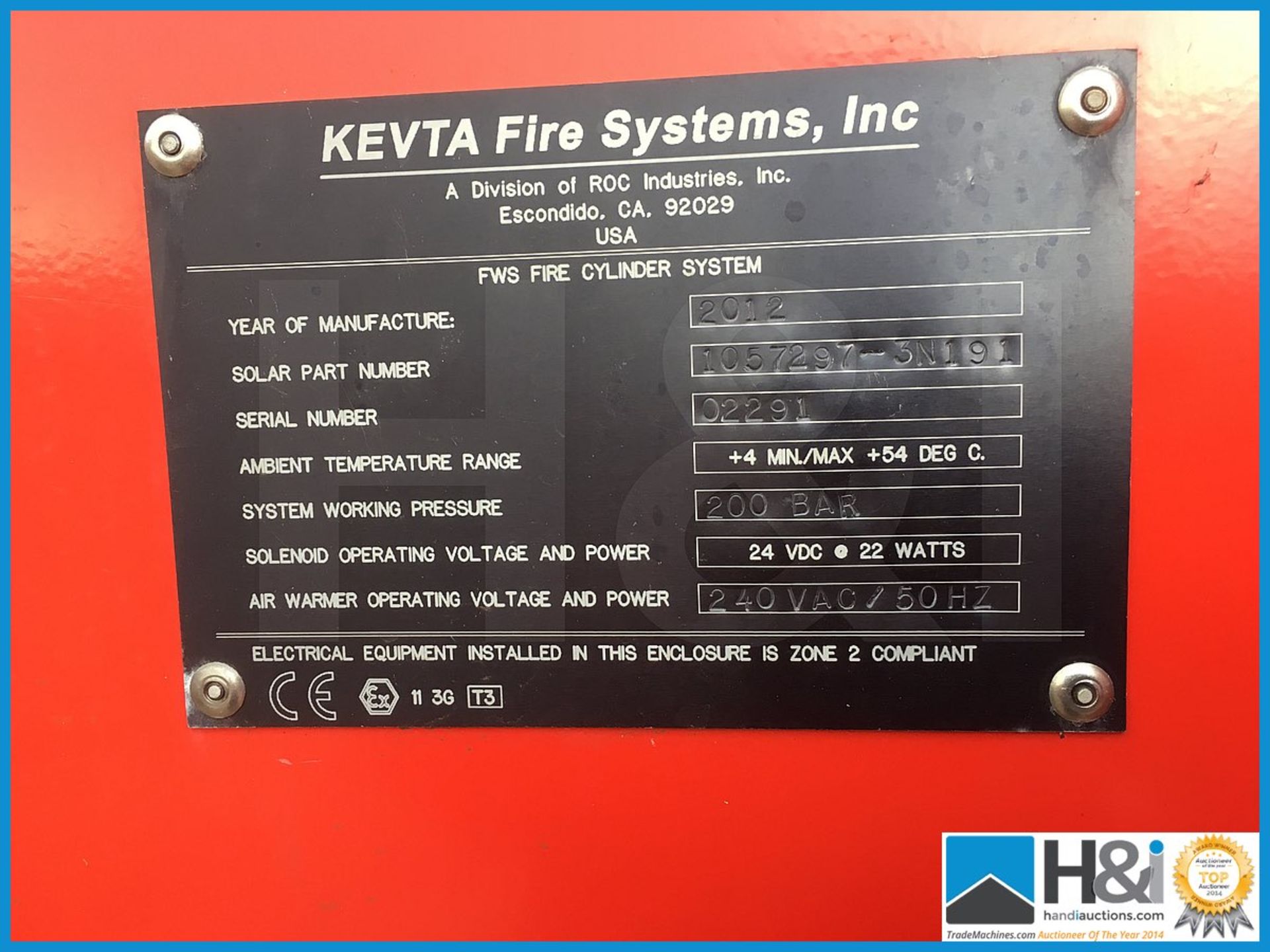 KEVTA Fire Systems Inc., large double fine water spray fire cabinet. 240v. YOM 2012. Features - Image 8 of 9