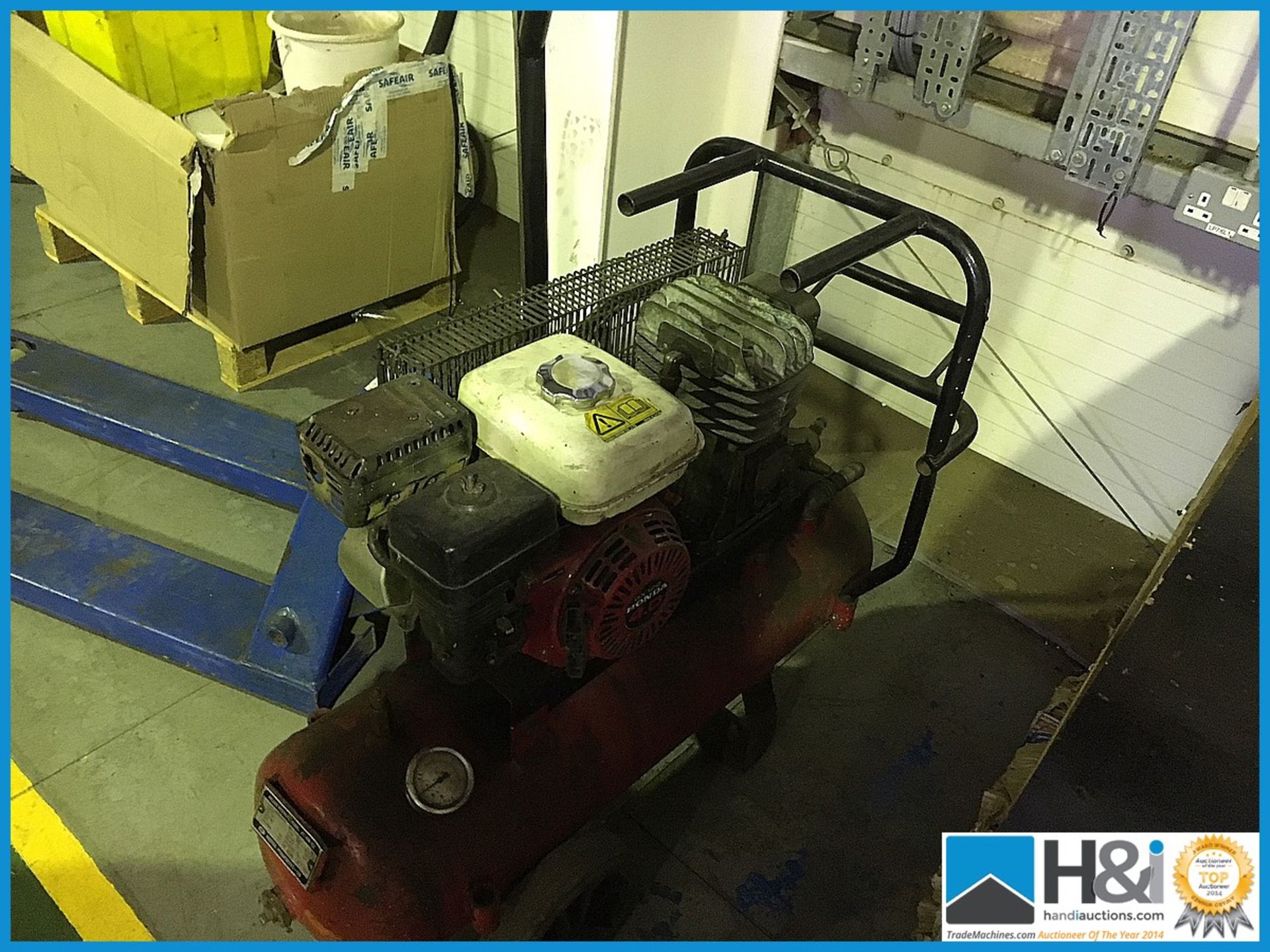 Rednal Pneumatics UK Welded Pressure Vessel portable petrol compressor. YOM 2000. 50 Ltr capacity