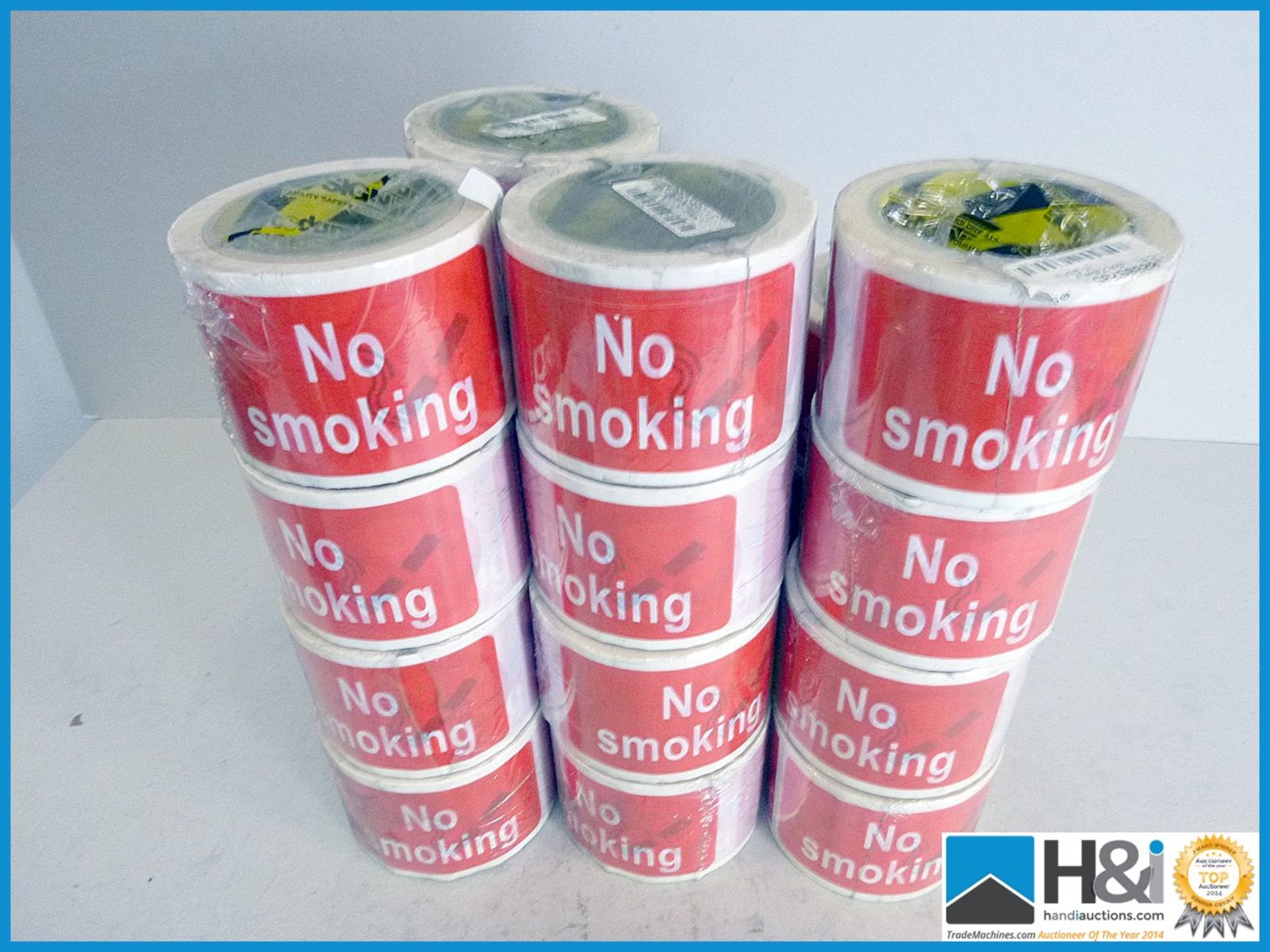 NO SMOKING WARNING TAPE SELF ADHESIVE 75MM X 33M. X 22 rolls. Appraisal: New, unused in original - Image 2 of 2