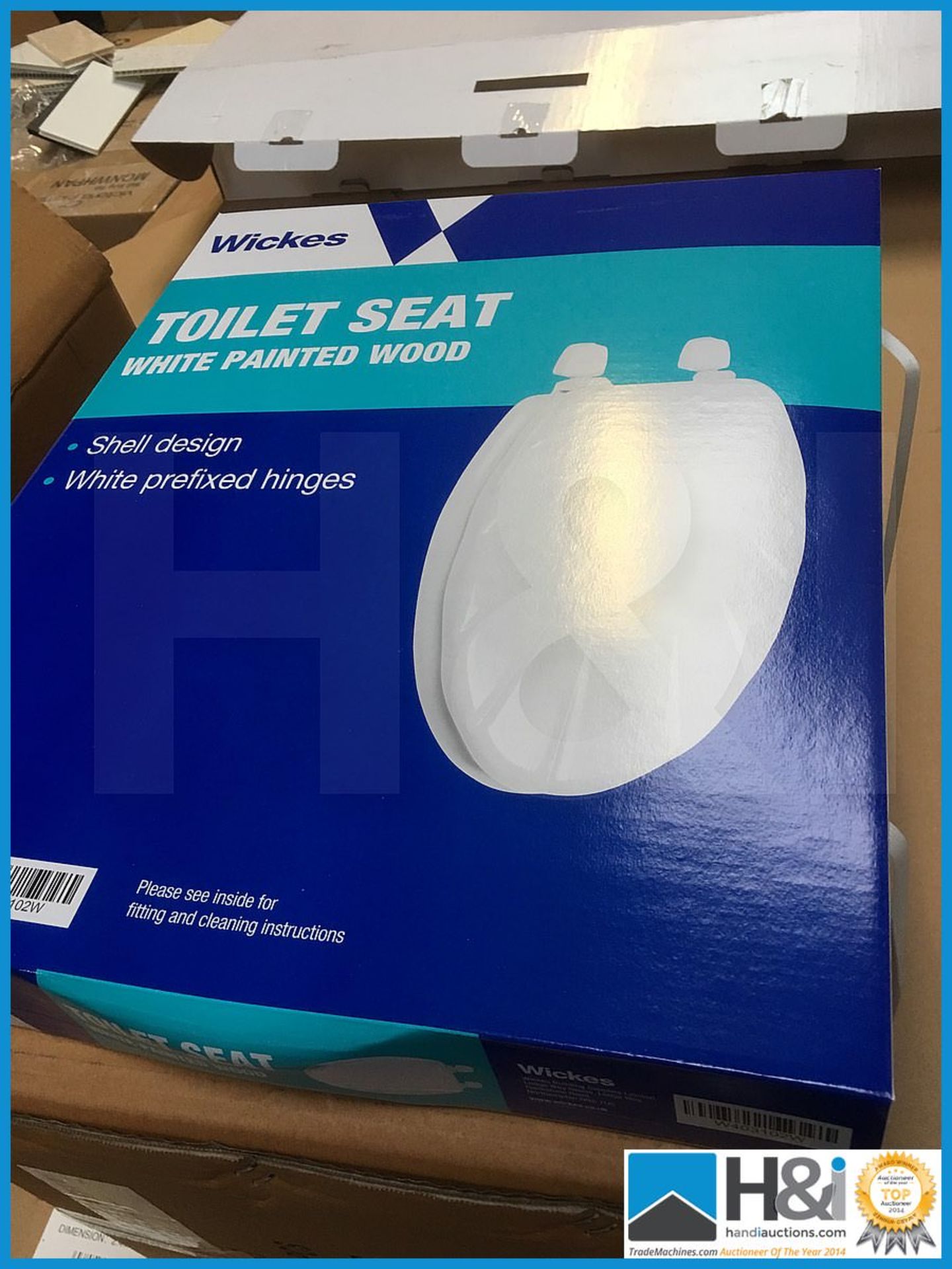 Designer Wickes white painted wood shell design toilet seat. New and Boxed. Suggested