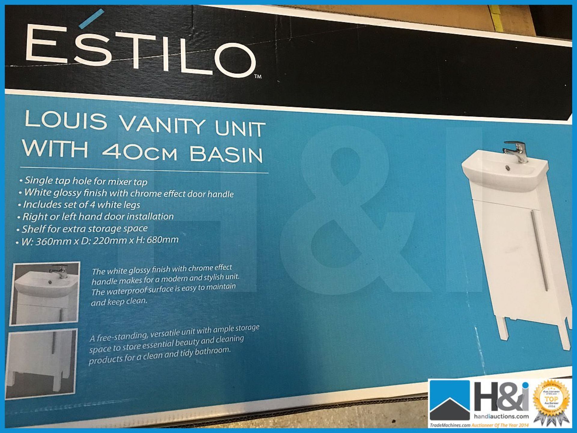 Designer Estilo Louis vanity unit with matching 400mm basin. Includes designer polished chrome V05