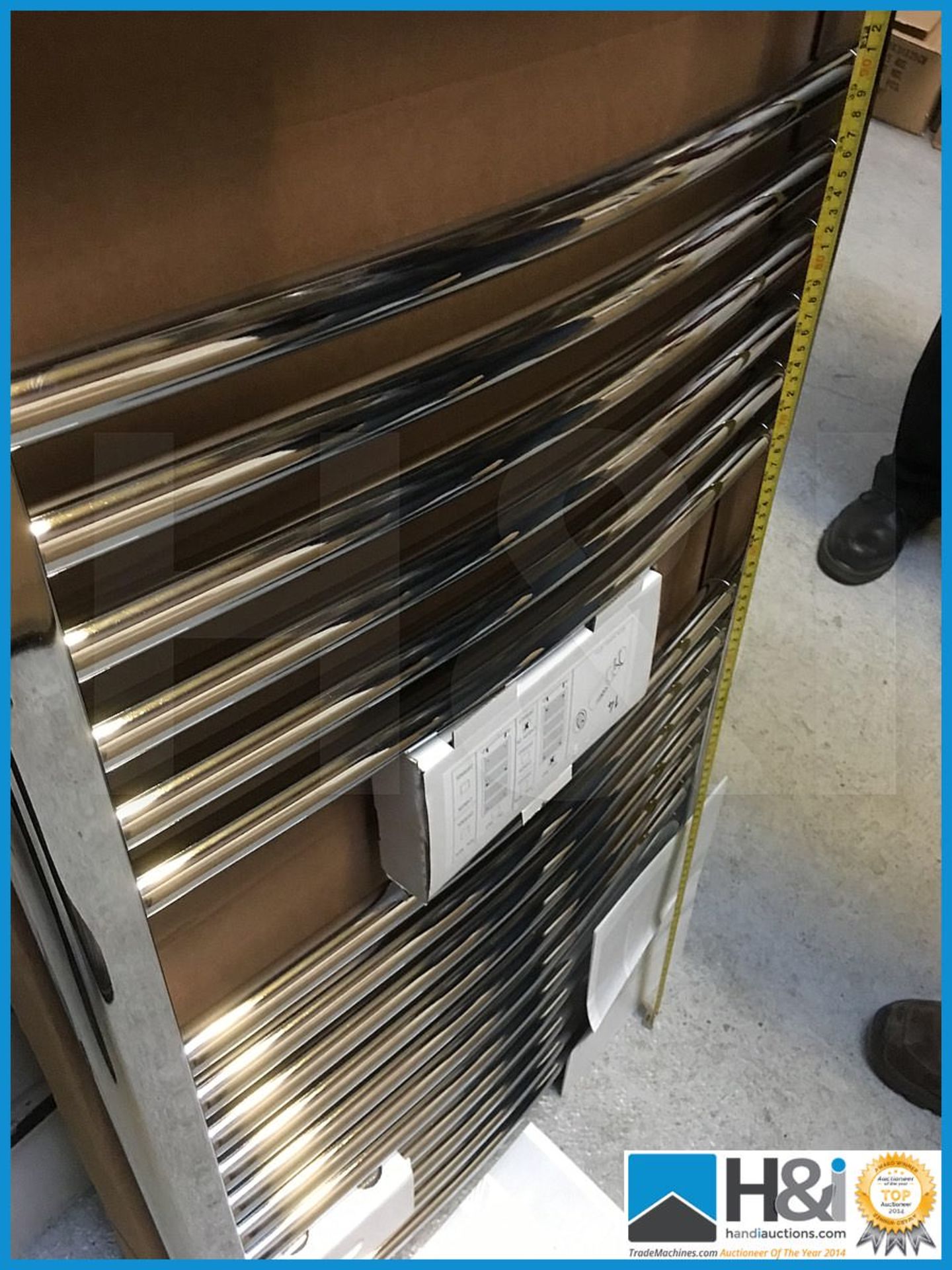 Stunning designer Kermi polished chrome curved ladder rail radiator 1200x600. New and Boxed. - Image 3 of 4