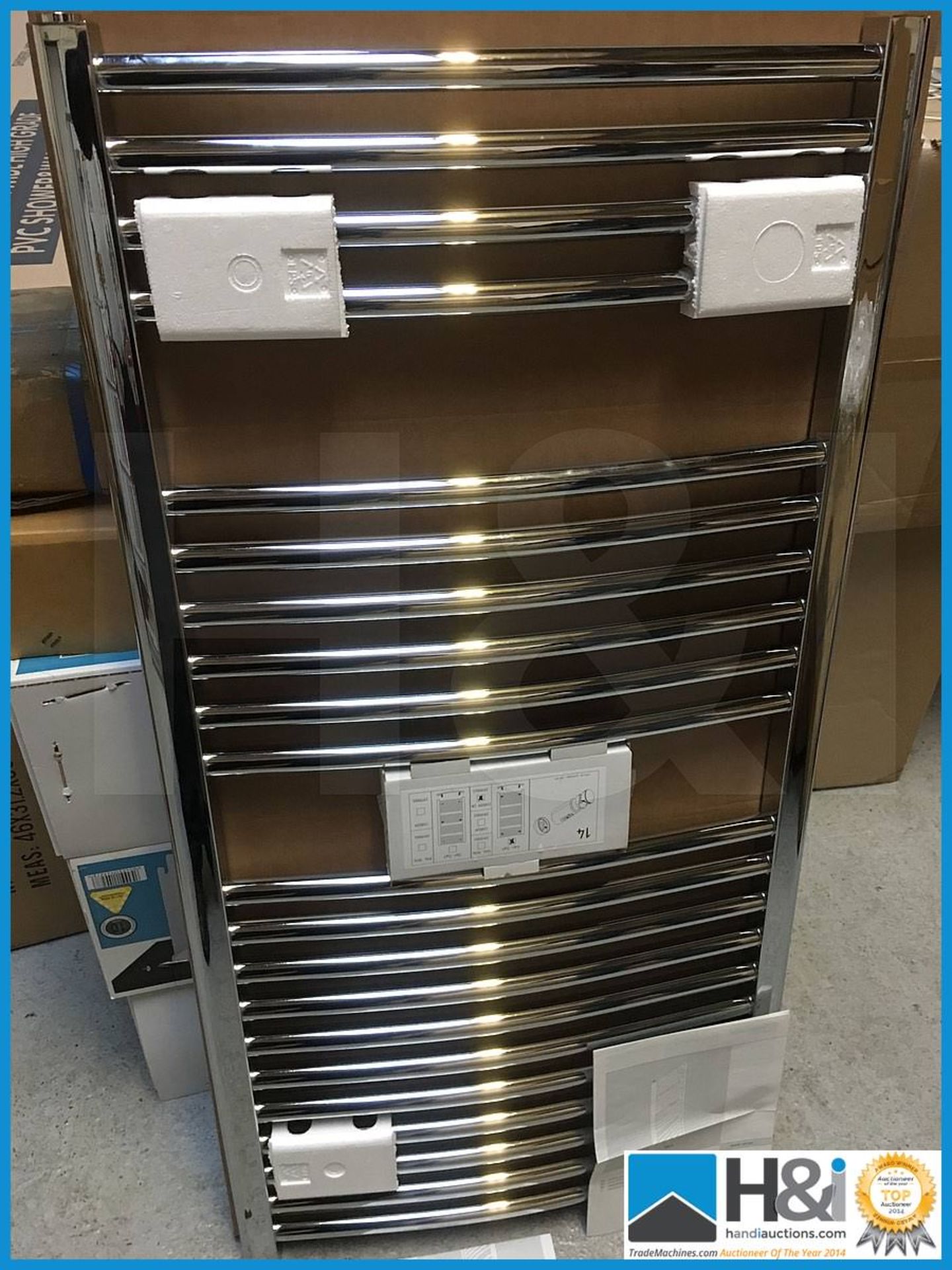 Stunning designer Kermi polished chrome curved ladder rail radiator 1200x600. New and Boxed.