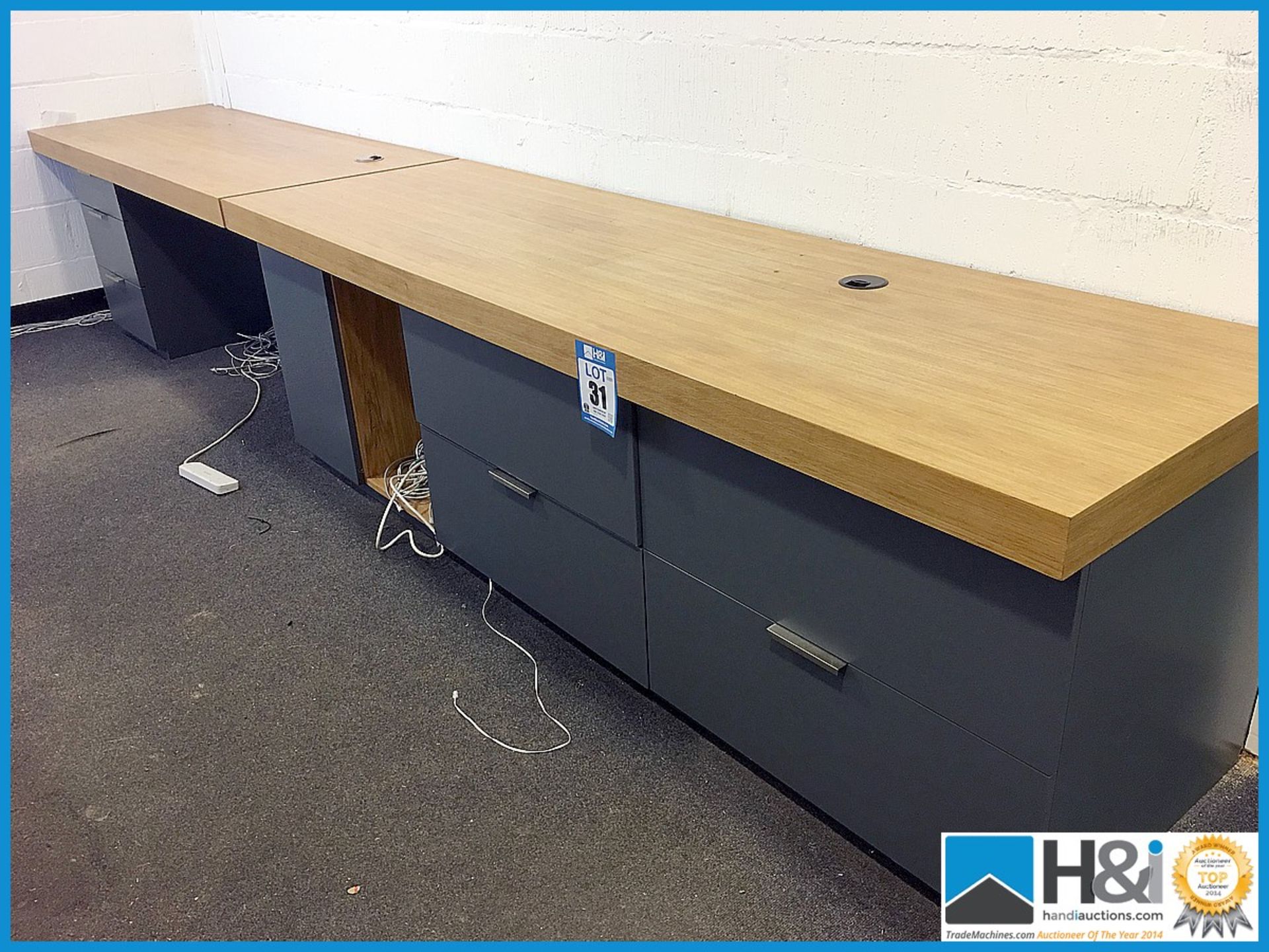 Very sturdy wooden desk assembly with drawers. Very nice construction. Overall 4.5m length. Can be