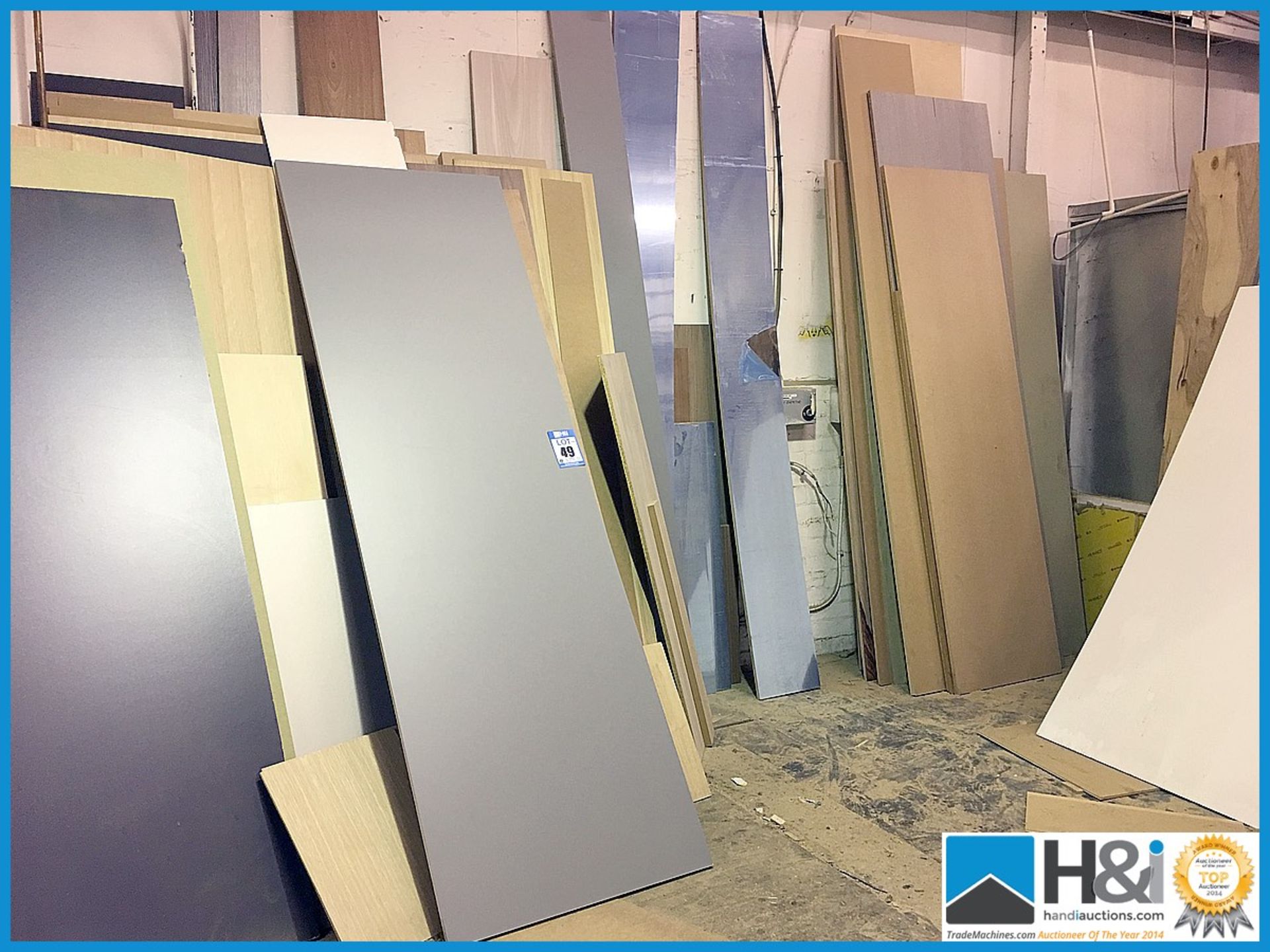 Excellent lot of assorted interesting faced MDF sheets including mirrored Appraisal: Used, good.