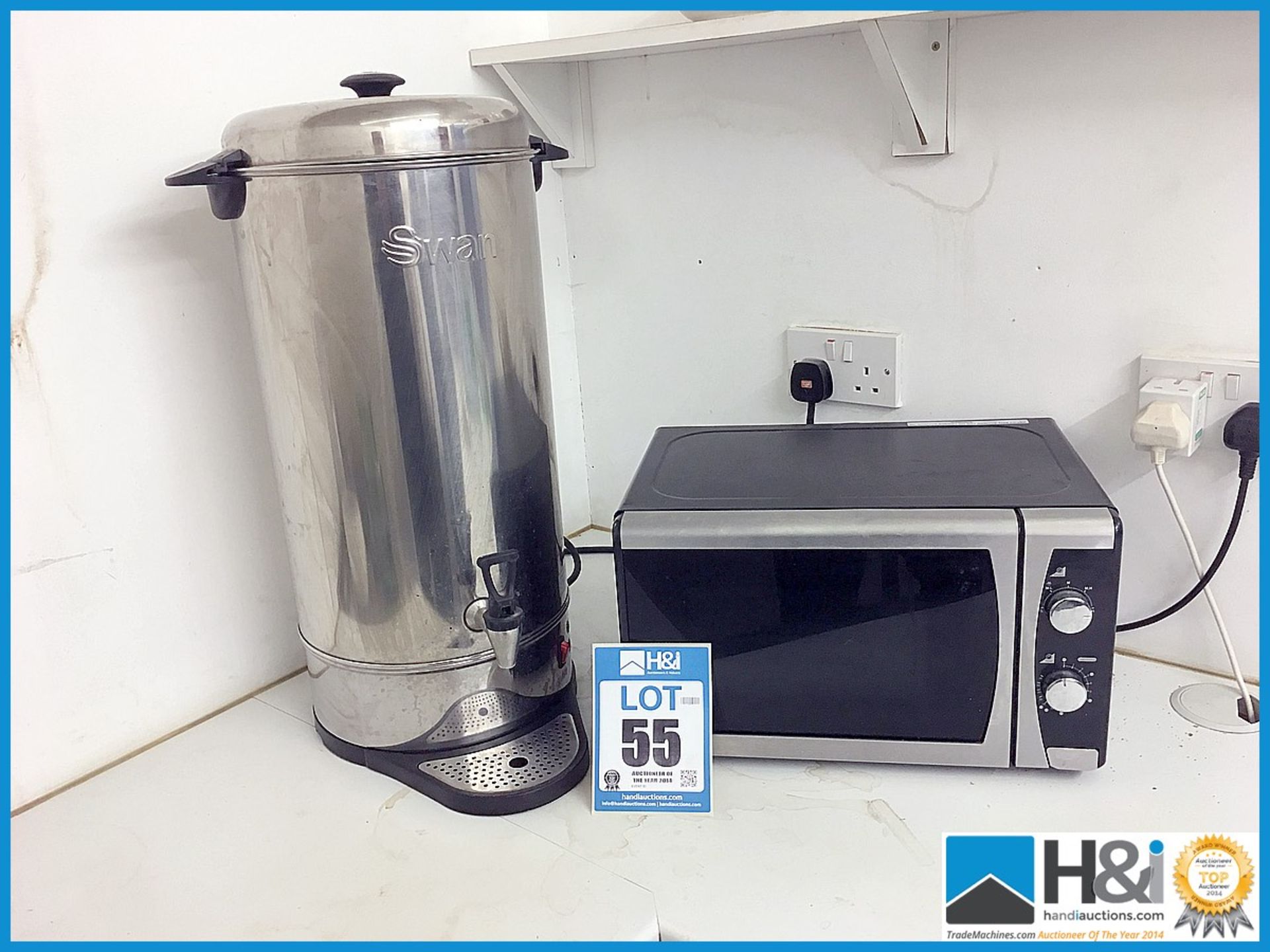 Microwave oven and large Swan water heater Appraisal: Untested. Viewing essential Serial No: NA