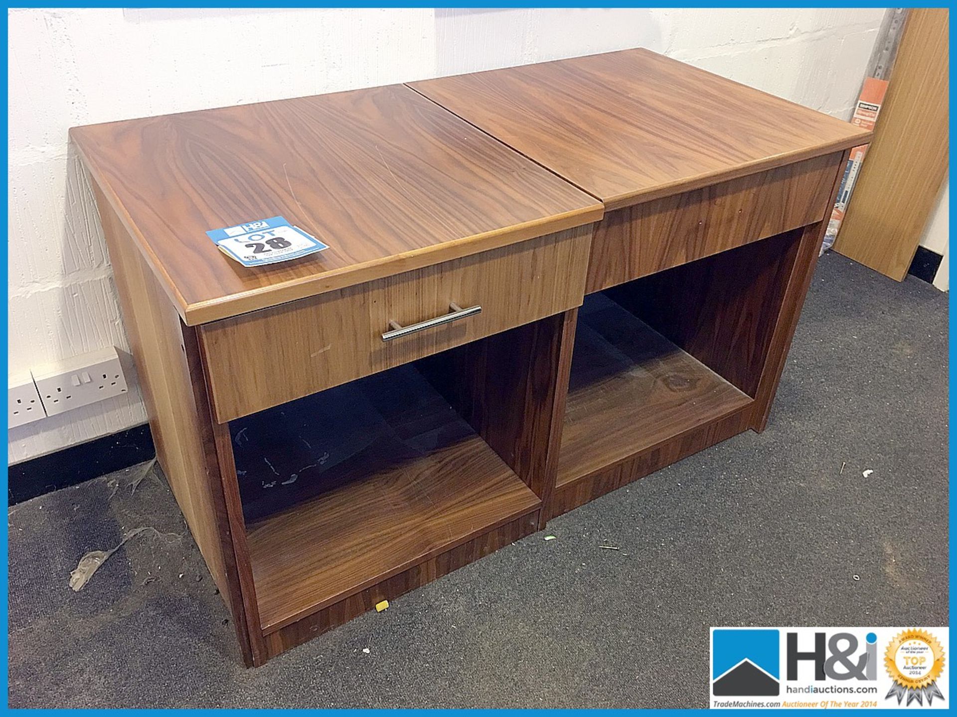 2 off wooden desk pedestals Appraisal: Used, good. Viewing essential Serial No: NA Location,