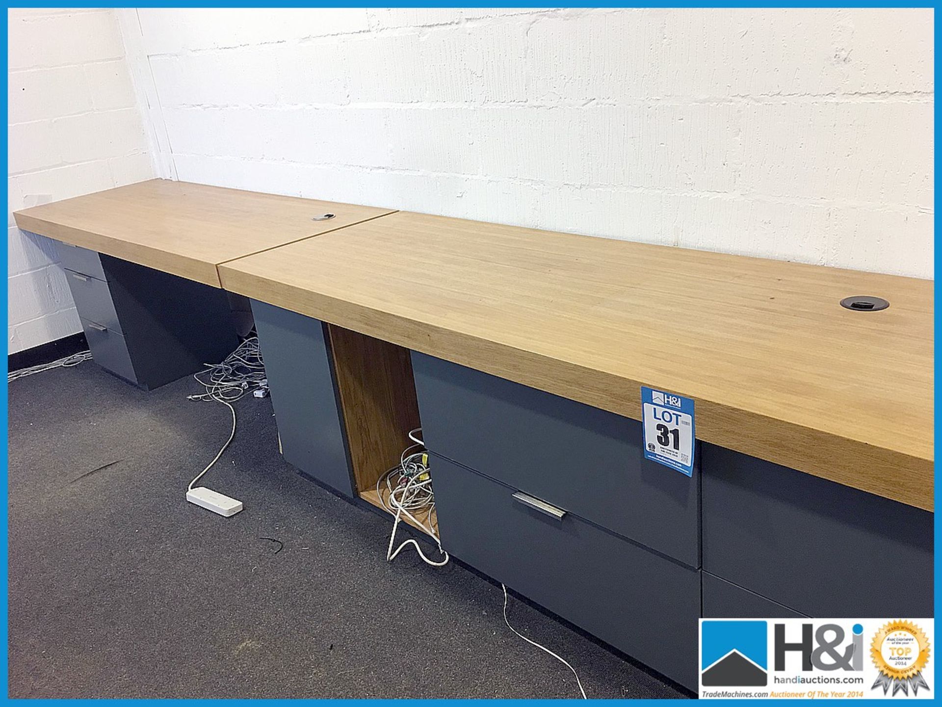 Very sturdy wooden desk assembly with drawers. Very nice construction. Overall 4.5m length. Can be - Image 3 of 3