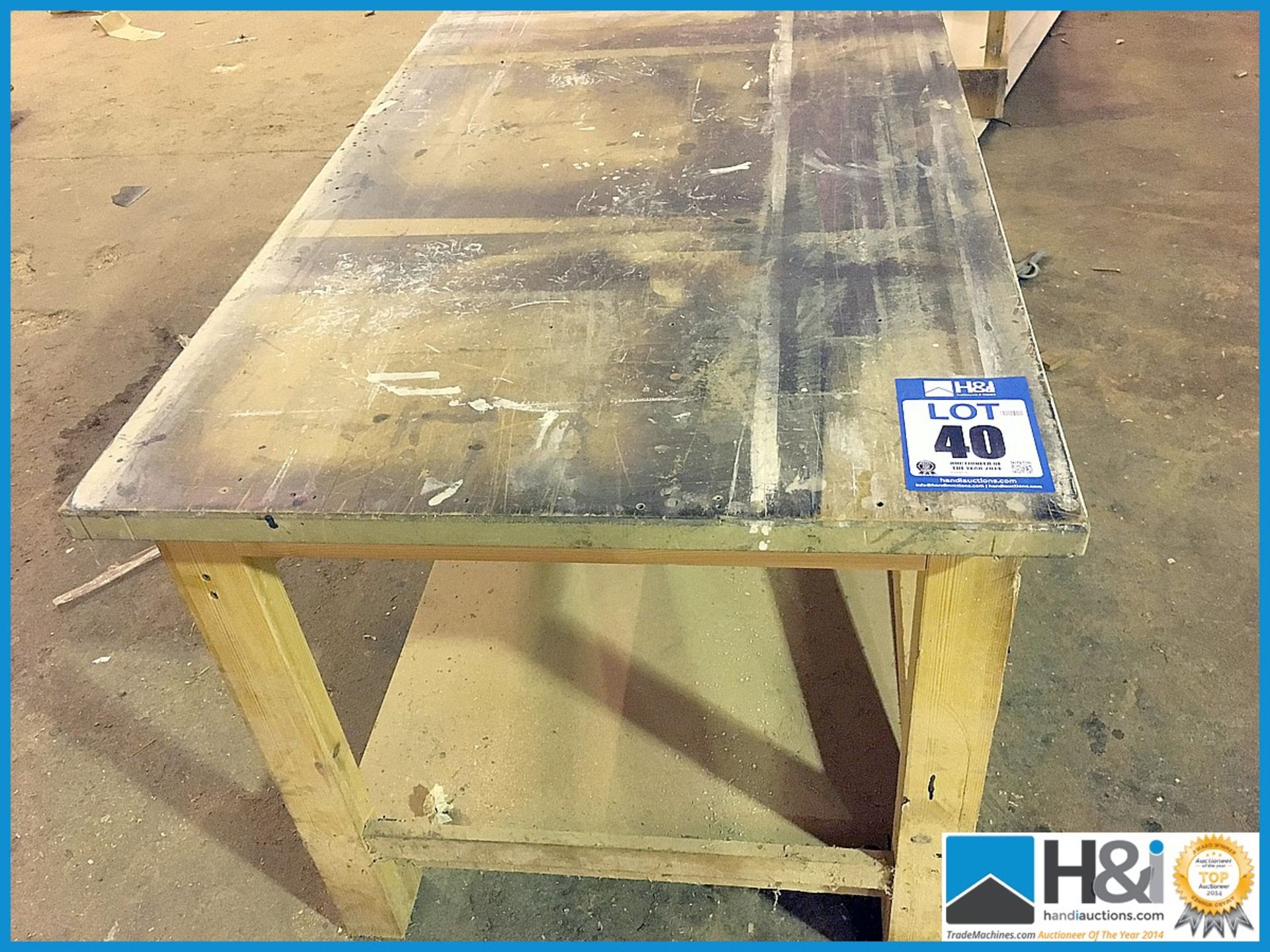 Sturdy wooden workshop table 800x1500 Appraisal: Used, good. Viewing essential Serial No: NA - Image 2 of 2