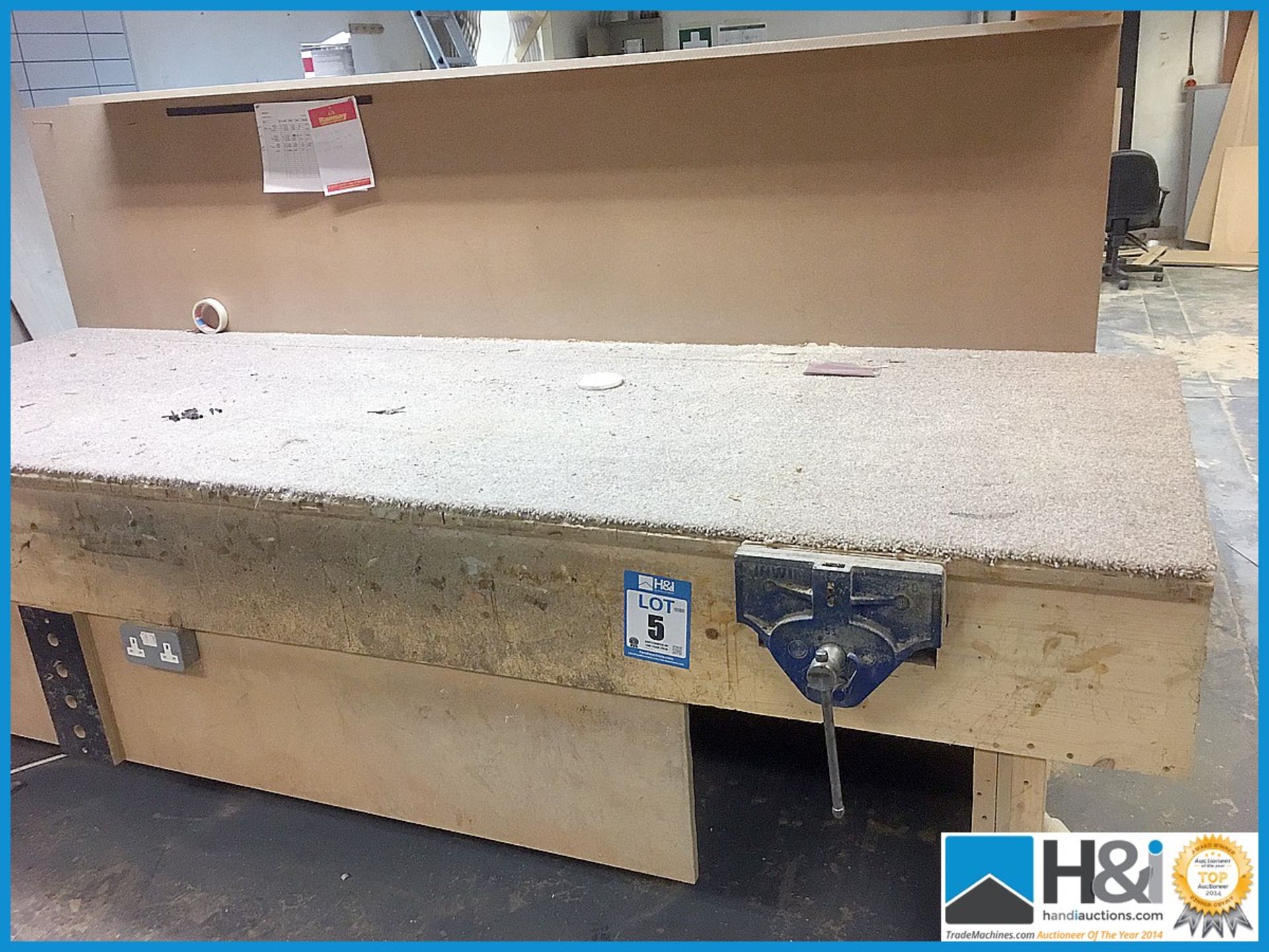 Good sturdy 8ft joiners workbench with power sockets and quick release vice Appraisal: Used, good. - Image 3 of 3