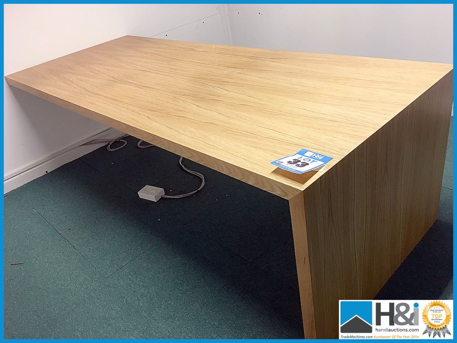 Very nice wall mounted single stand Oak finish desk and wall shelf unit to match 2430mm X 960mm