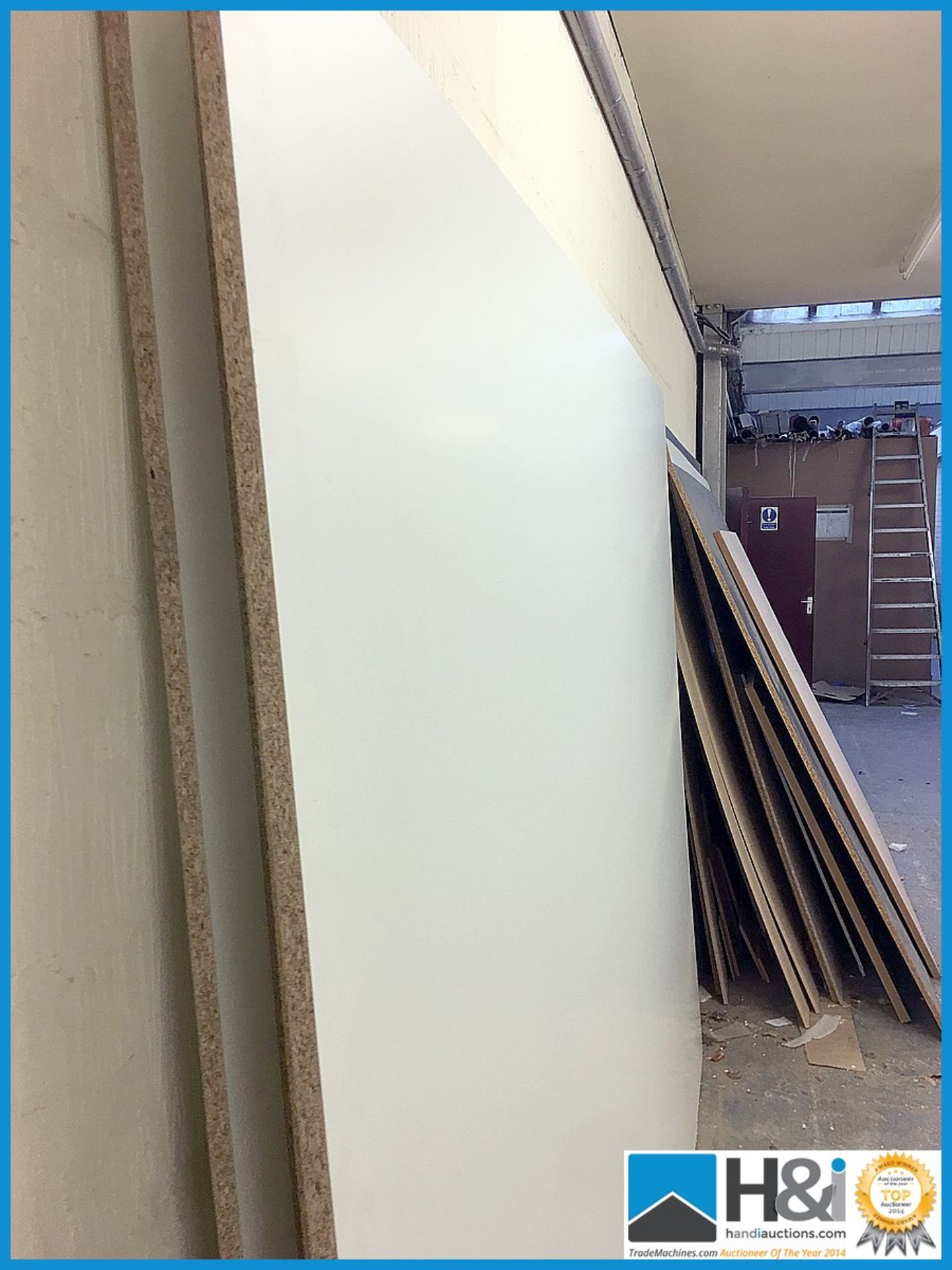 Excellent lot of large sheet materials to passage way including MDF, Corian, faced chipboard. Large, - Image 4 of 11