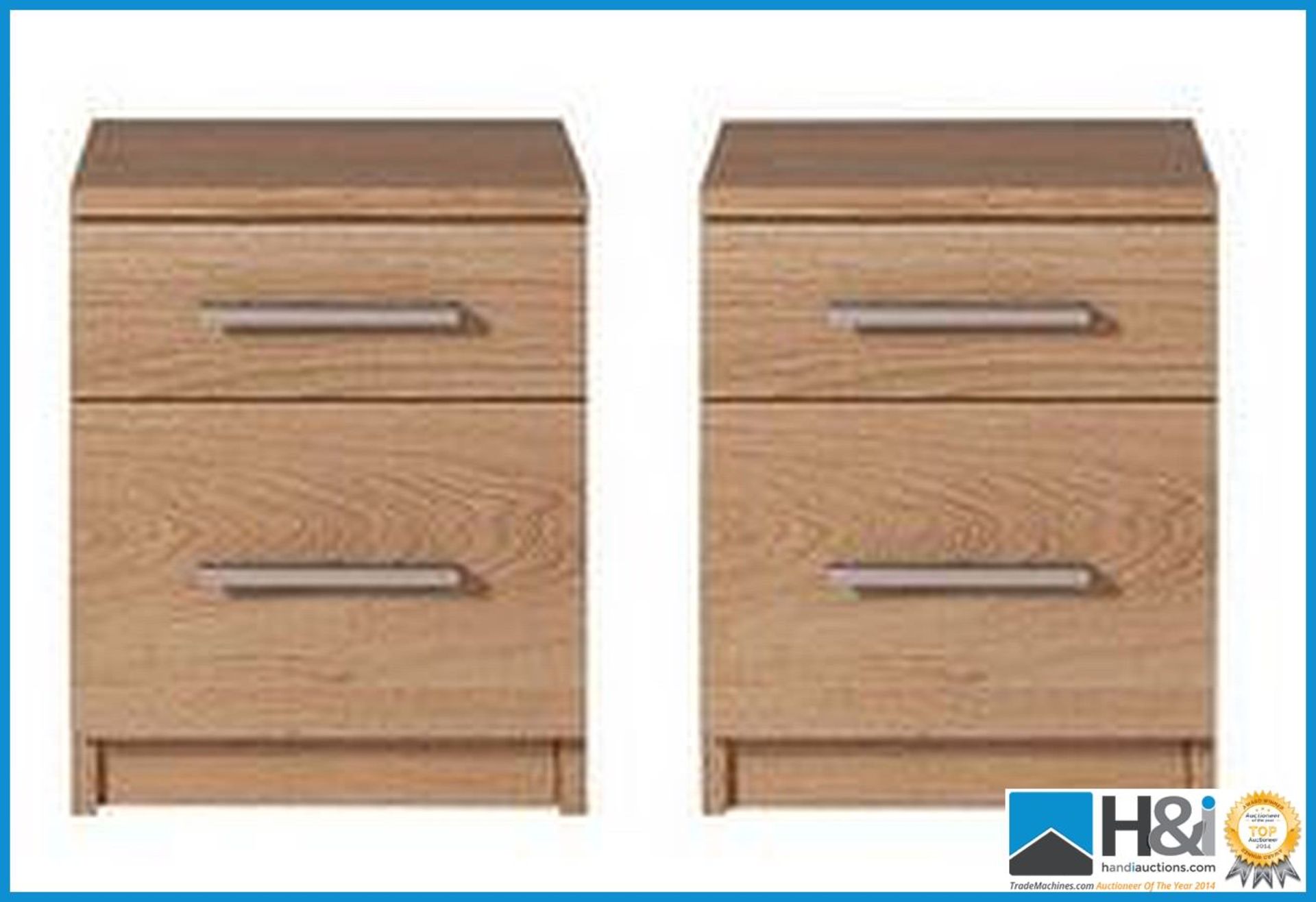 NEW IN BOX PRAGUE 2DRAWER PAIR BEDSIDE [OAK] 46 x 37 x 37cm RRP £168 Appraisal: New, unused in