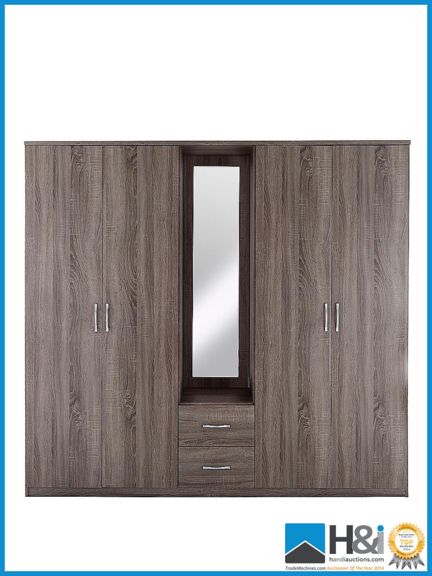 NEW IN BOX PORTLAND 4DOOR 2DRAWER WARDROBE [DARK OAK] 181 x 200 x 52cm RRP £493 Appraisal: New,