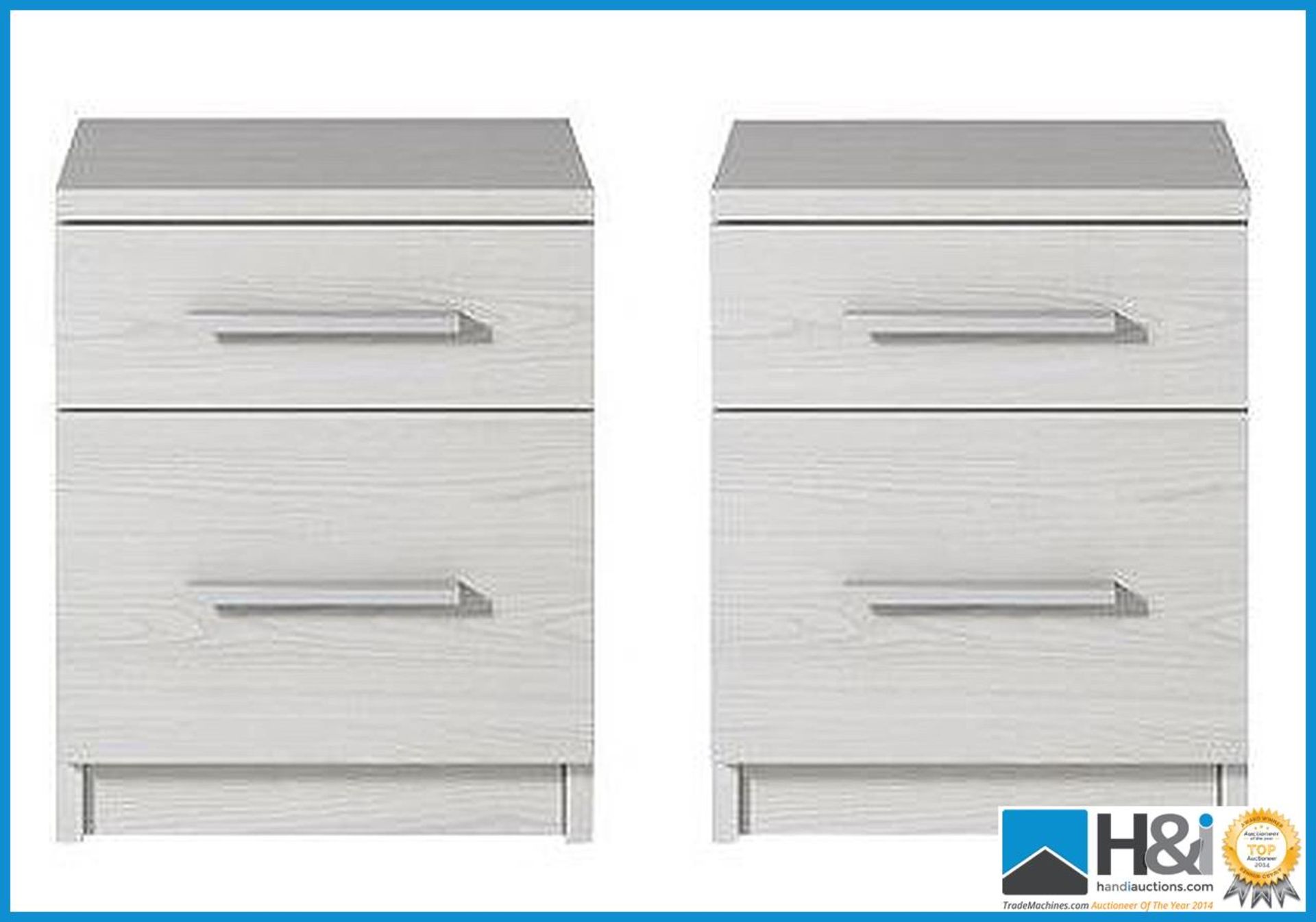 NEW IN BOX PRAGUE 2DRAWER PAIR BEDSIDE [WHITE] 46 x 37 x 37cm RRP £168 Appraisal: New, unused in