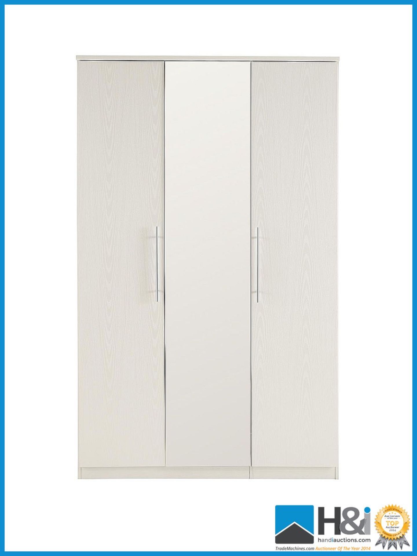 NEW IN BOX PRAGUE 3DOOR WARDROBE [WHITE] 202 x 123 x 53cm RRP £376 Appraisal: New, unused in