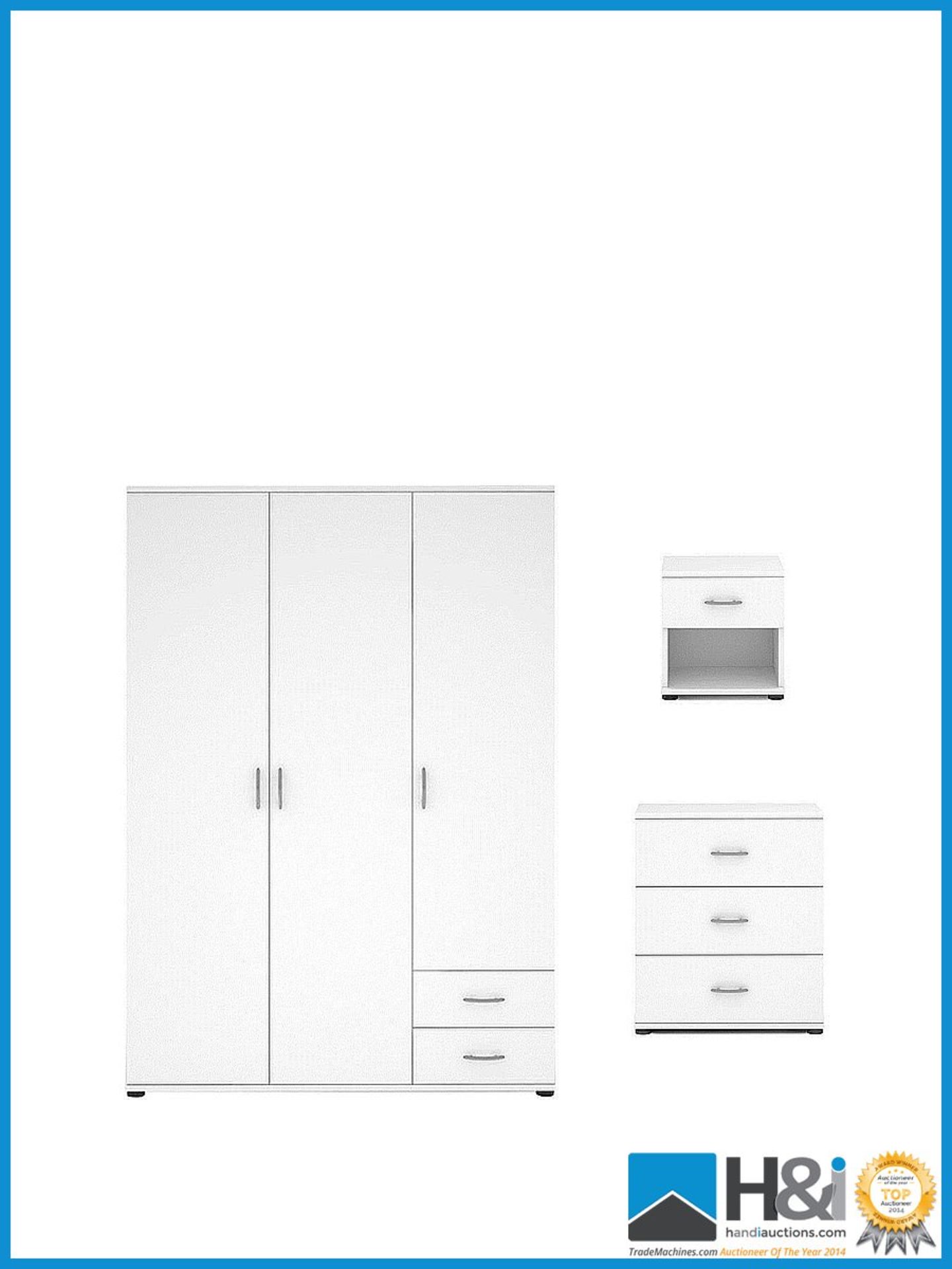 NEW IN BOX ALPHA 3 PIECE BEDROOM SET [WHITE] 172 x 121 x 52cm RRP £441 Appraisal: New, unused in