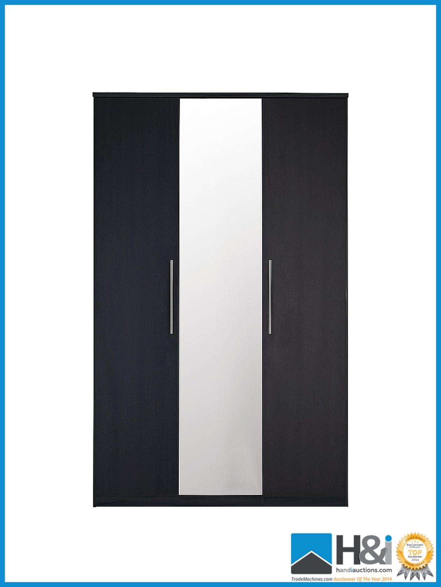 NEW IN BOX PRAGUE 3DOOR WARDROBE [BLACK] 201 x 123 x 53cm RRP £376 Appraisal: New, unused in