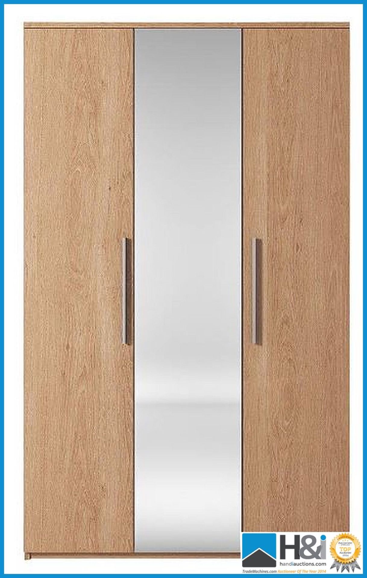 NEW IN BOX PRAGUE 3DOOR WARDROBE [OAK] 201 x 123 x 53cm RRP £389 Appraisal: New, unused in