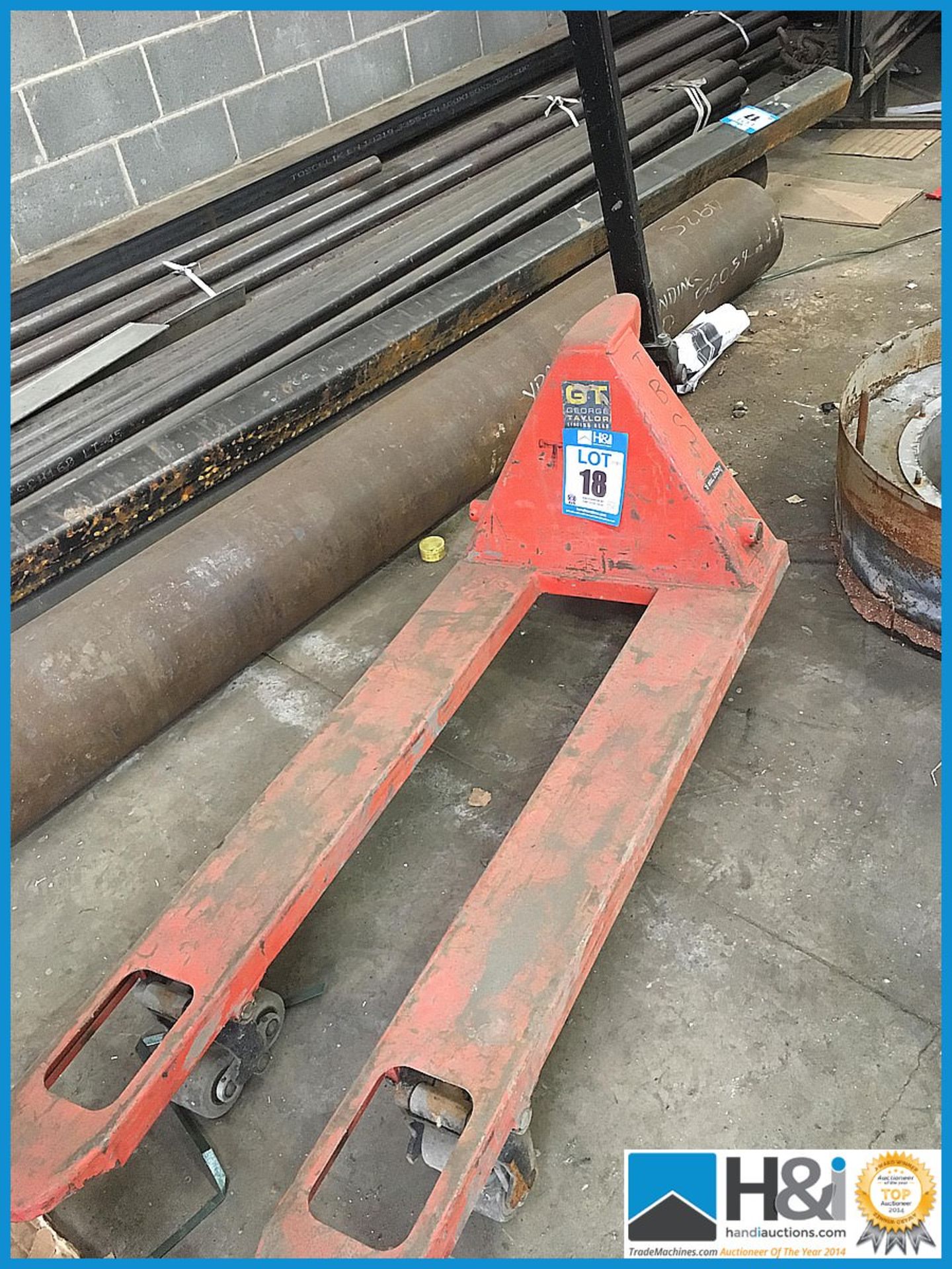 Pallet truck needs attention. No VAT on this lot except on the buyers premium Appraisal: Viewing