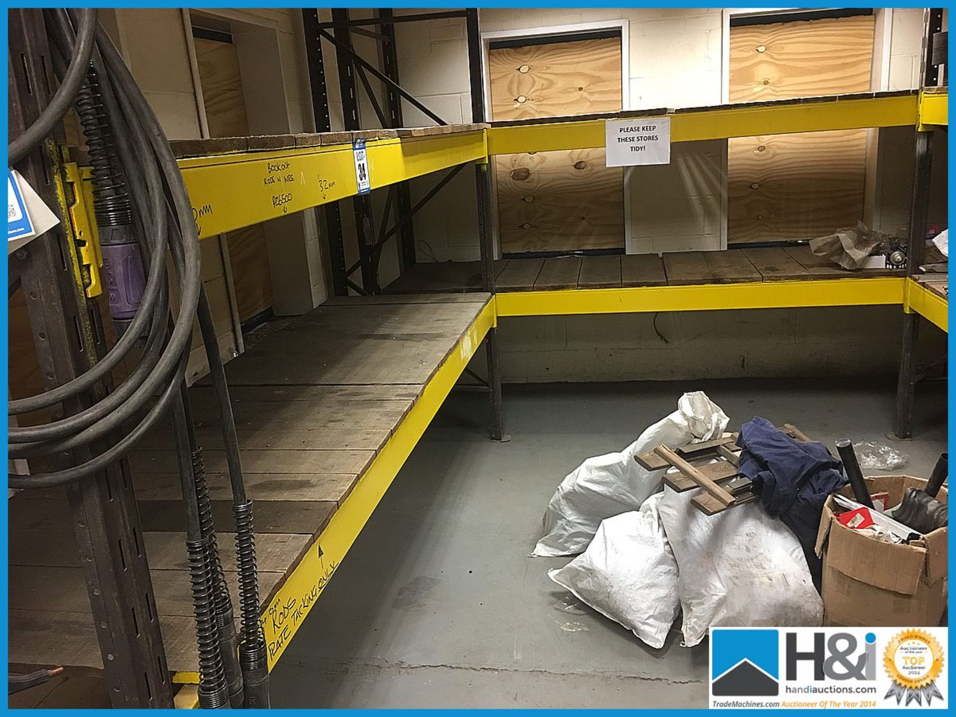 Three bays of stores racking with two shelves each approx 3200mm long X 2300mm high. No VAT on - Image 4 of 5