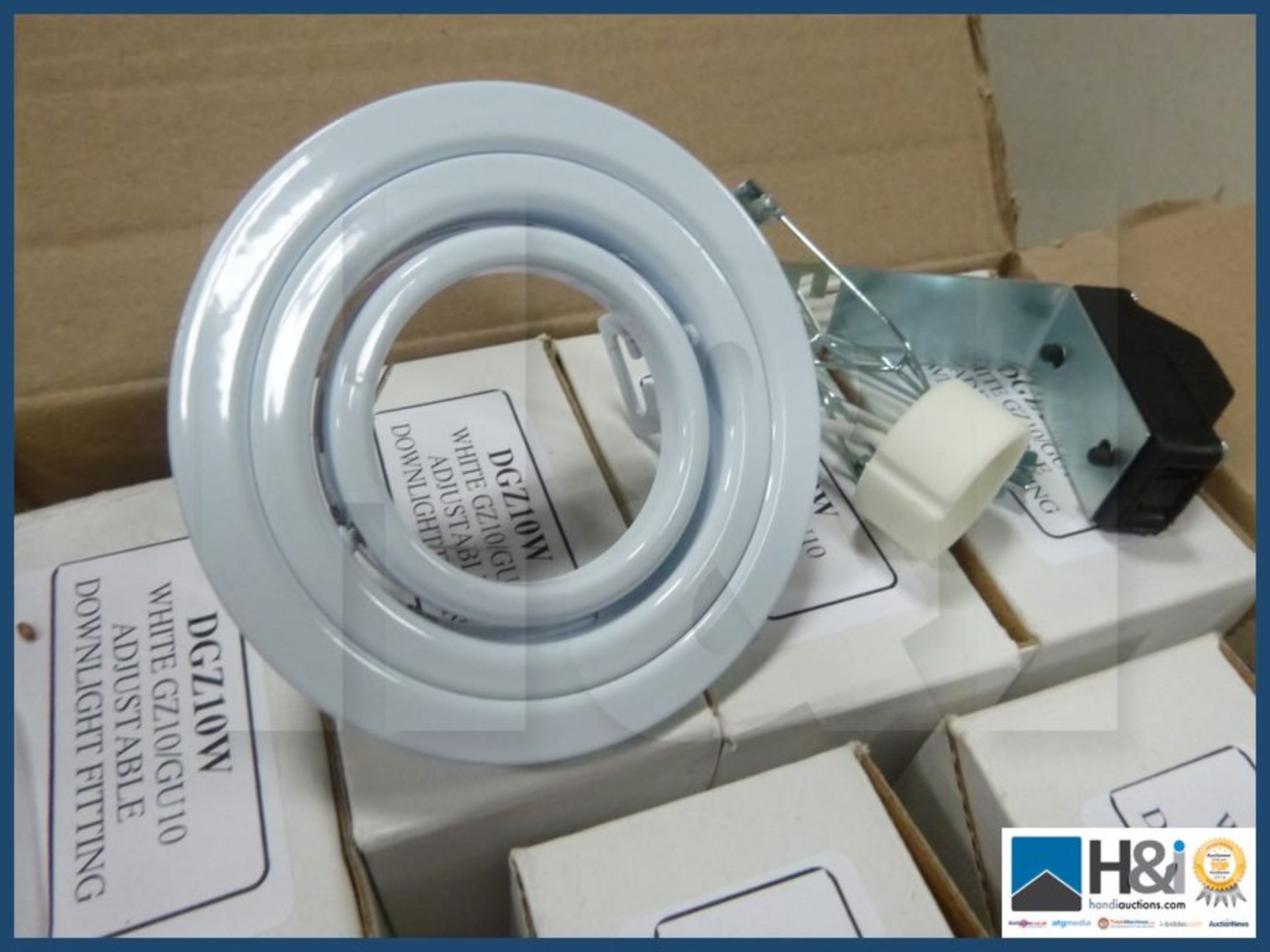 While adjustable downlight fitting GU10 fitting X 10 pcs. NO VAT on item except on buyers premium. S - Image 2 of 3