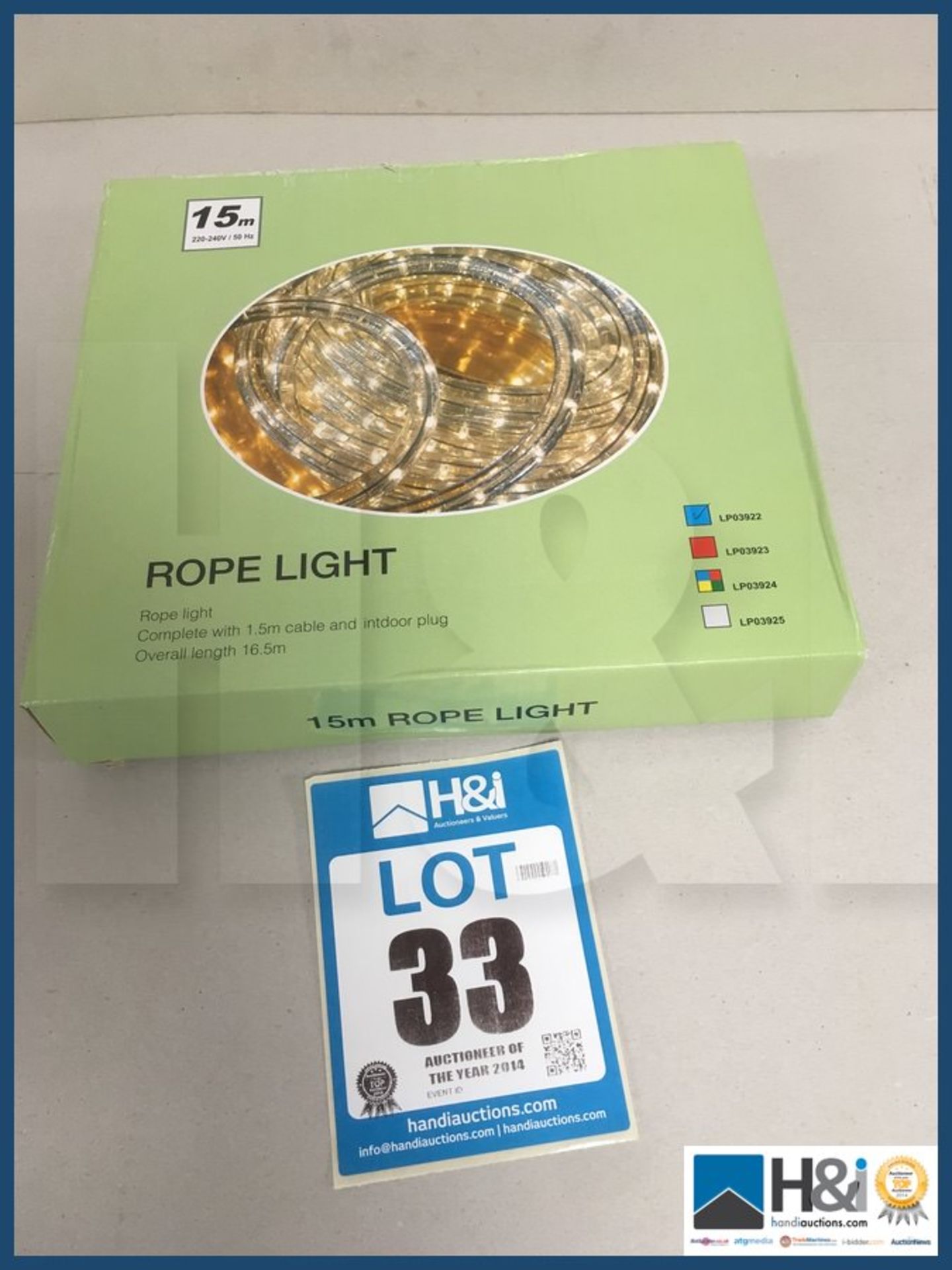 Brand new 15 meter LED rope light with various light display functions new in box. NO VAT on item ex