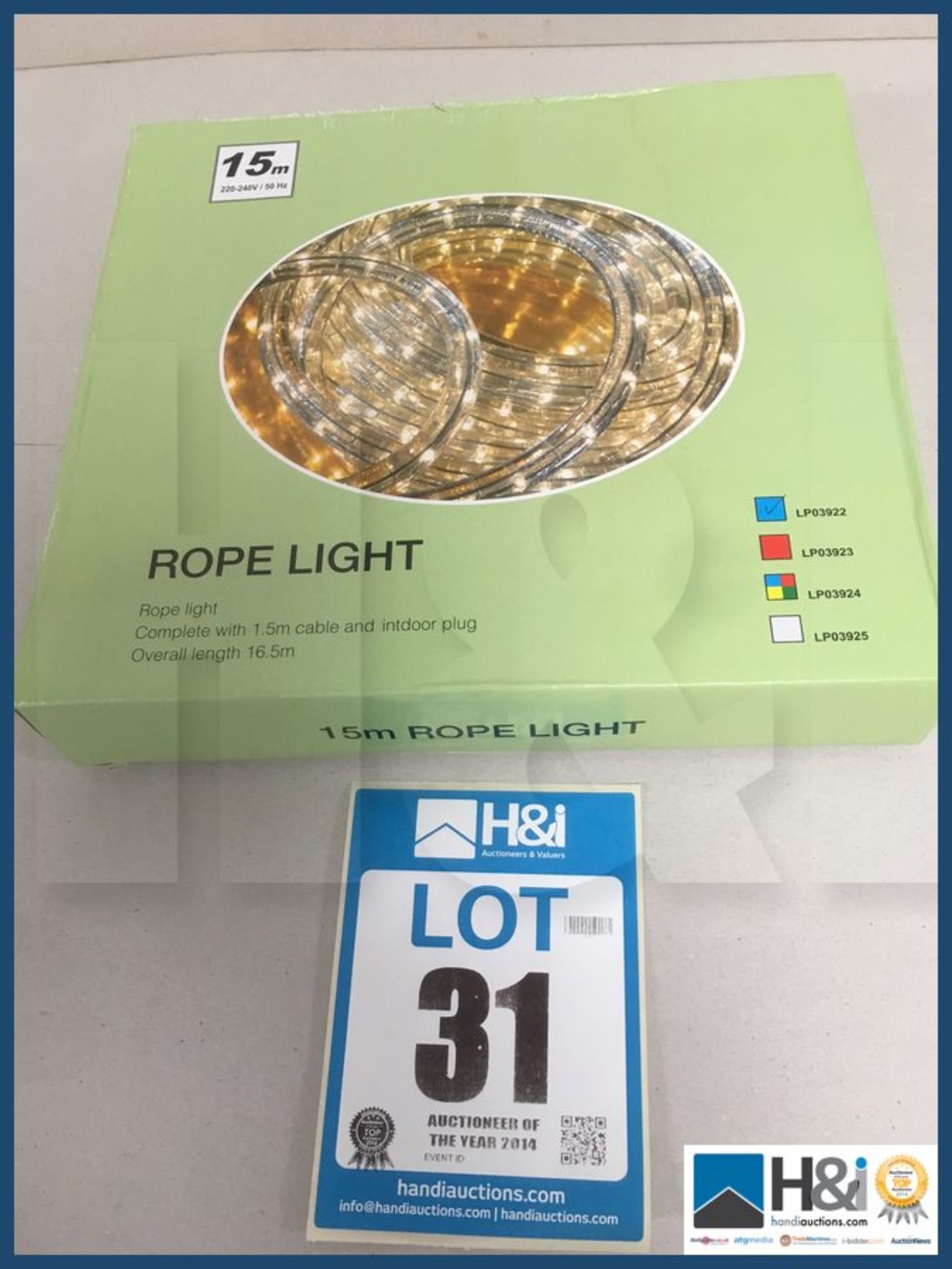 Brand new 15 meter LED rope light with various light display functions new in box. NO VAT on item ex