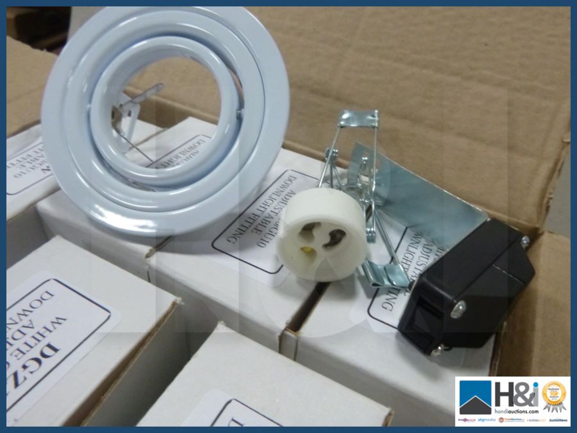 While adjustable downlight fitting GU10 fitting X 10 pcs. NO VAT on item except on buyers premium. S - Image 3 of 3