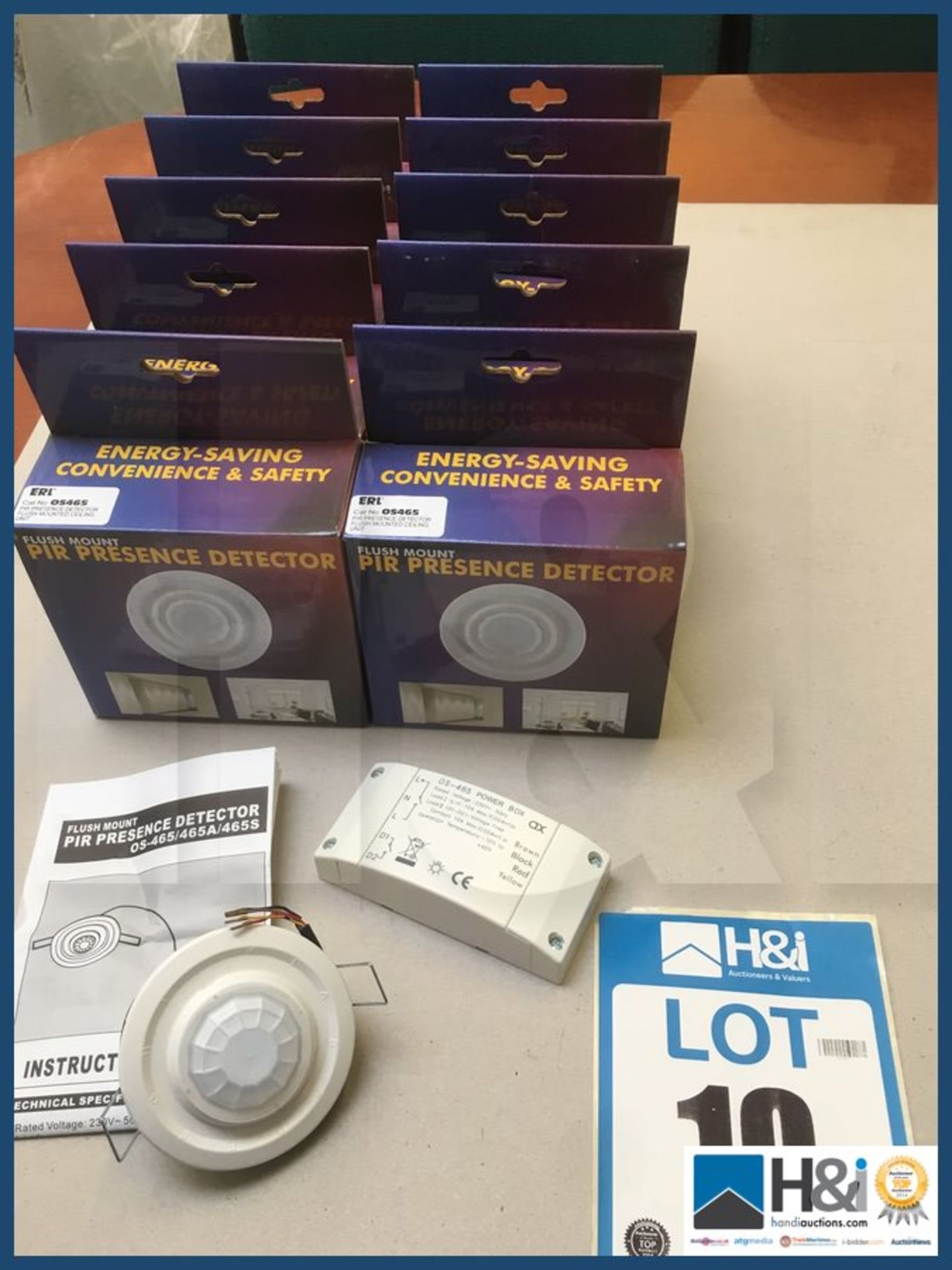 10 x Brand New ERL PIR sensors in retail boxes RRP GBP 39.00 each. NO VAT on item except on buyers p