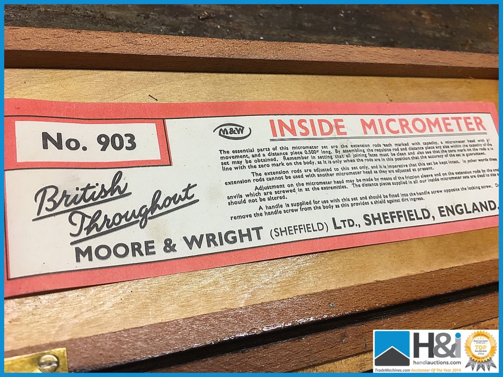 Set of Moore and Wright inside micrometers in original wooden case Appraisal: Viewing Essential - Image 2 of 7