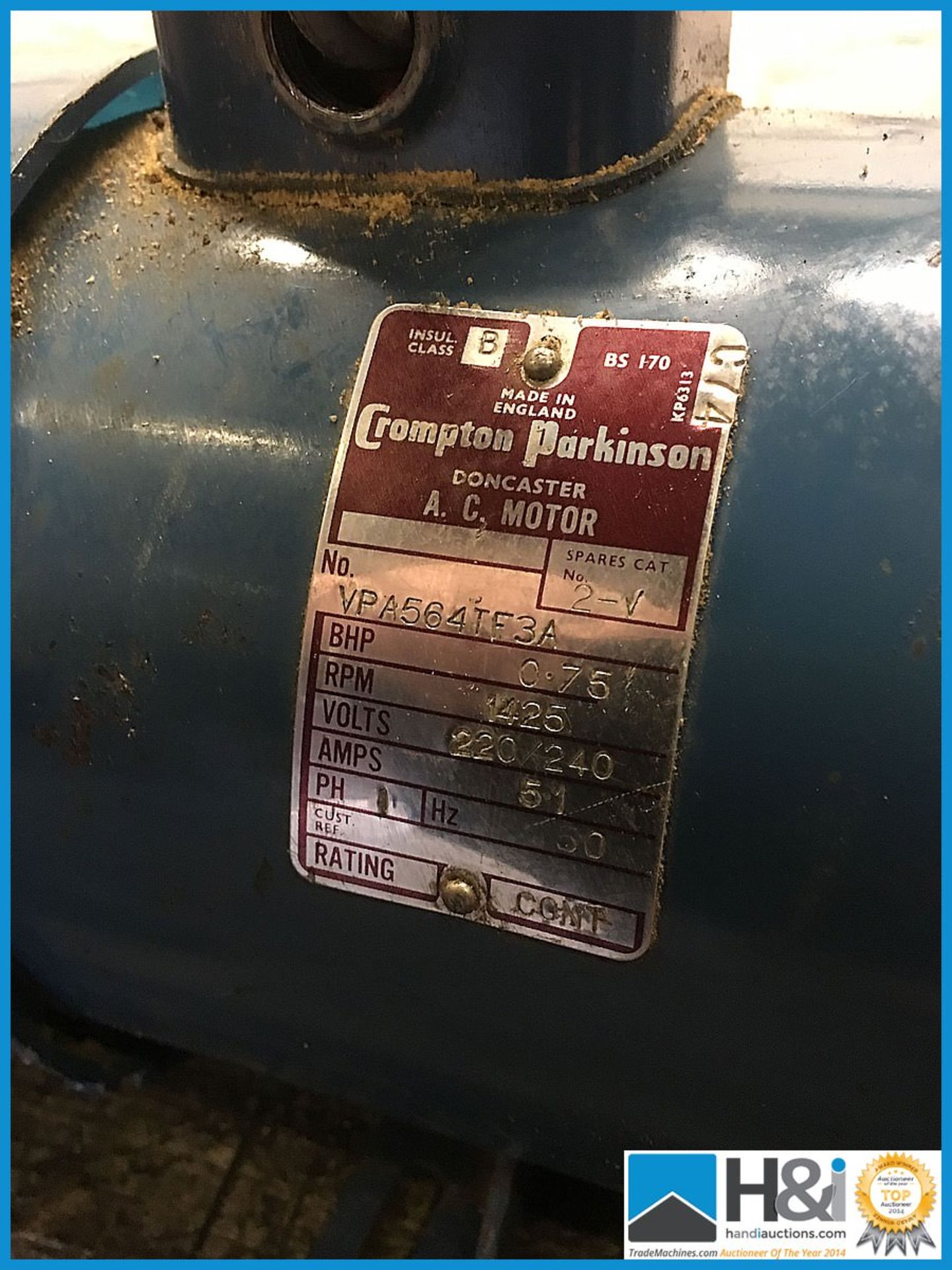 Single phase motor Appraisal: Viewing Essential Serial No: NA Location, Contact & Collection: - Image 3 of 4