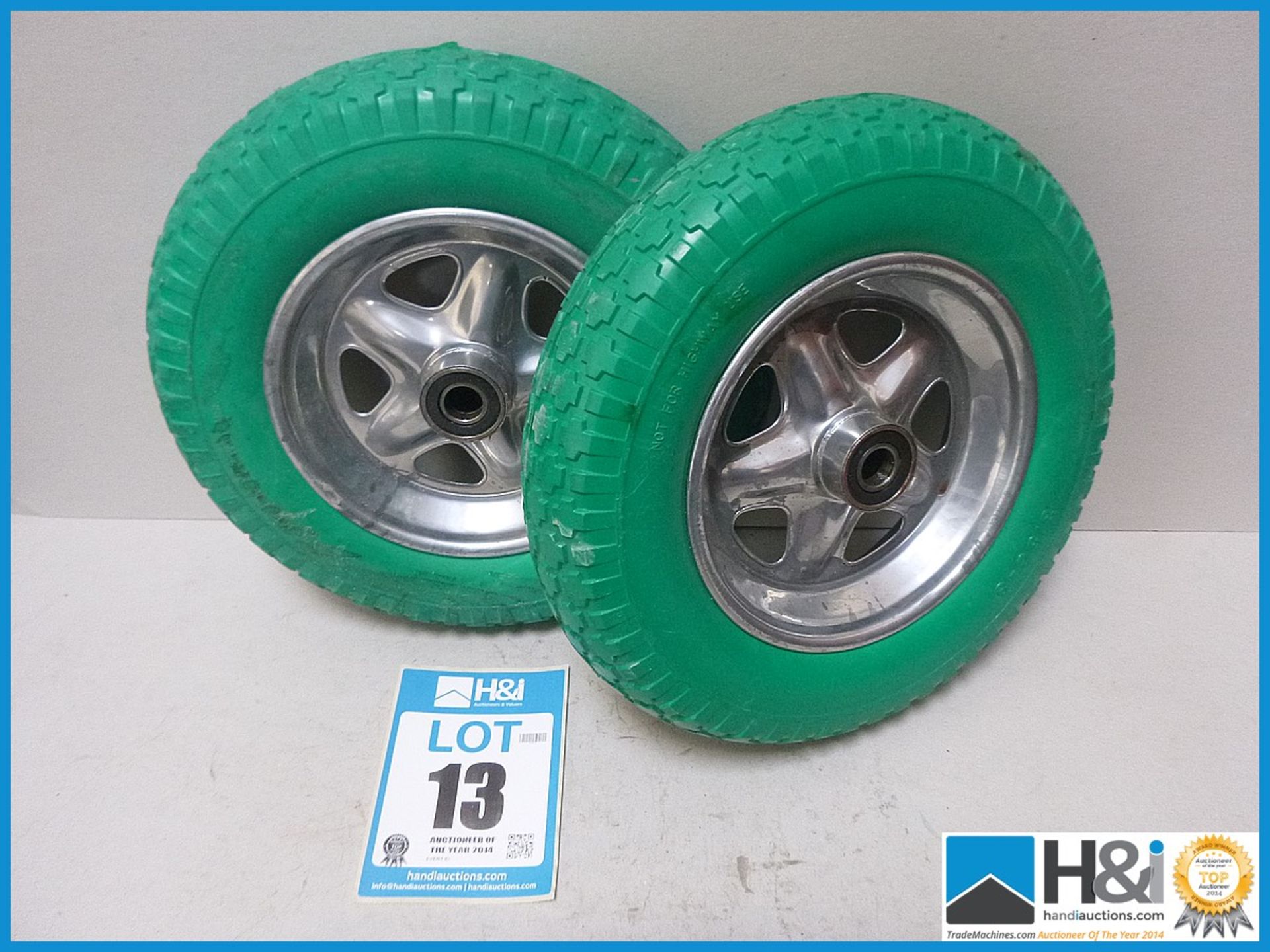 Two new solid wheelbarrow wheels. Appraisal: Viewing Essential Serial No: NA Location, Contact &