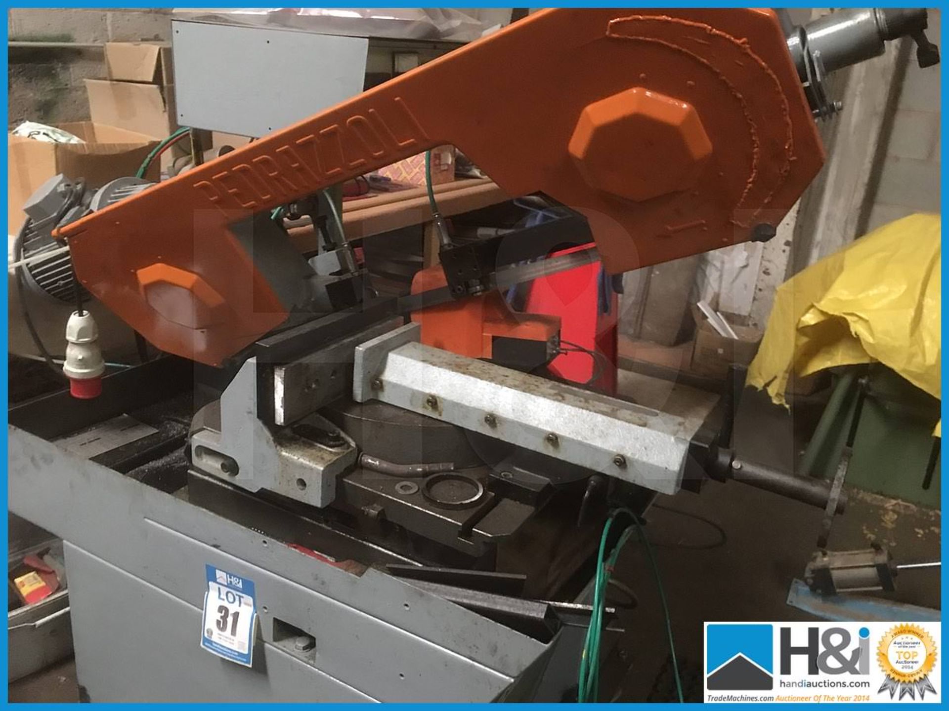 Superb pedrazzoli power or manual feed horizontal metal cutting band saw on wheels. NOTES: Please - Image 2 of 10