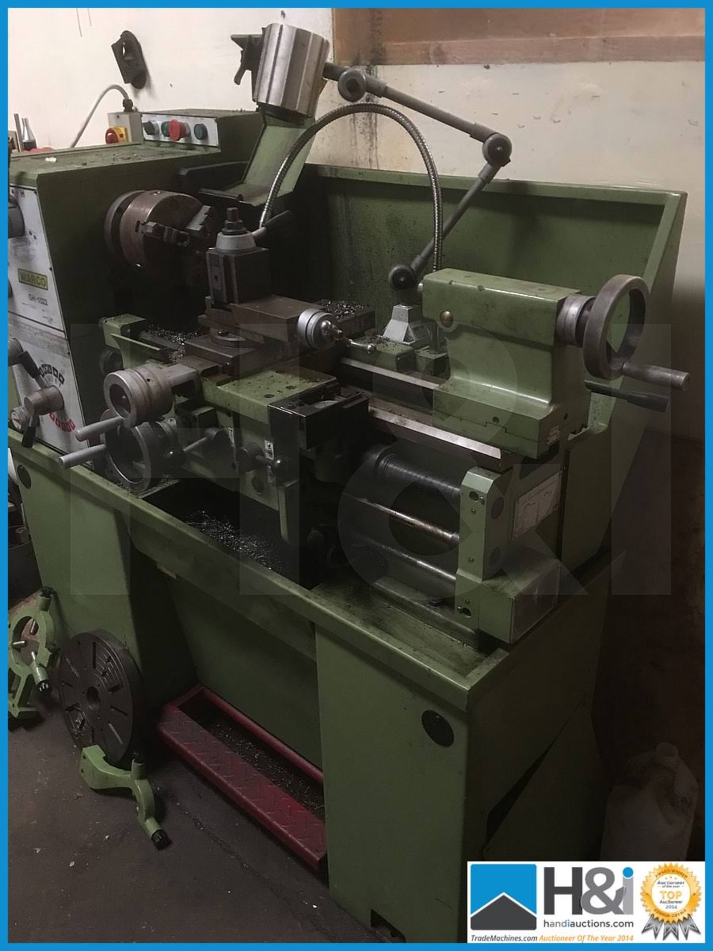 Wargo GH 1322 3 phase tool room lathe with work steady and face plate, reversable 6" chuck. 600mm - Bild 4 aus 9