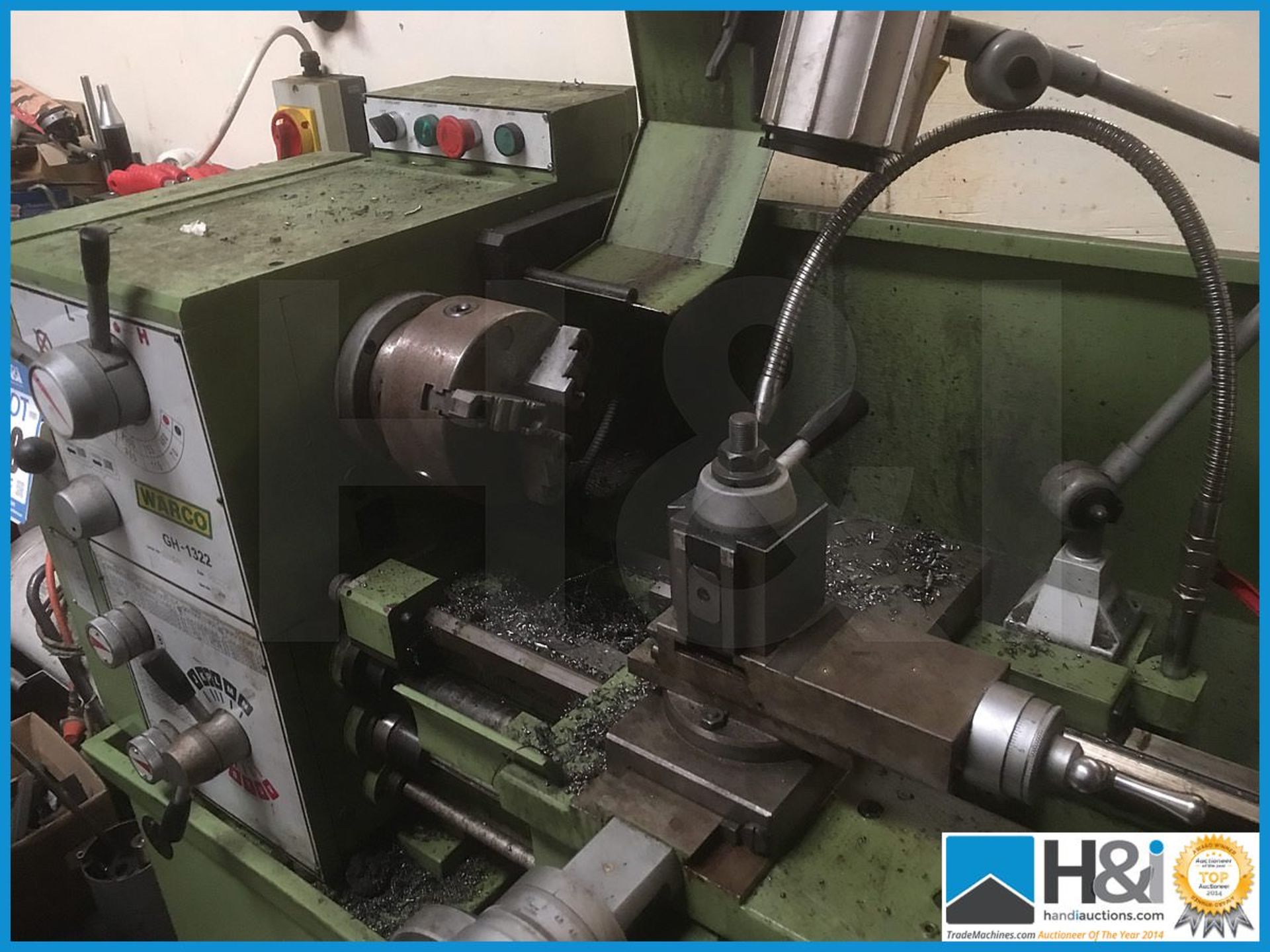 Wargo GH 1322 3 phase tool room lathe with work steady and face plate, reversable 6" chuck. 600mm - Bild 5 aus 9