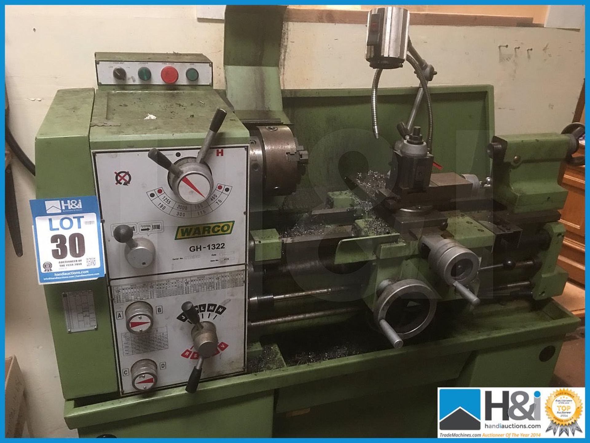 Wargo GH 1322 3 phase tool room lathe with work steady and face plate, reversable 6" chuck. 600mm - Bild 3 aus 9