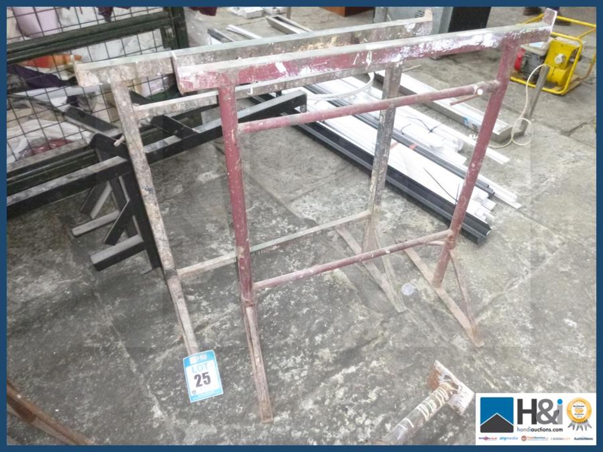 Pair of steel work tressels. Appraisal: Used, good. Viewing essential Serial No: NA Location,