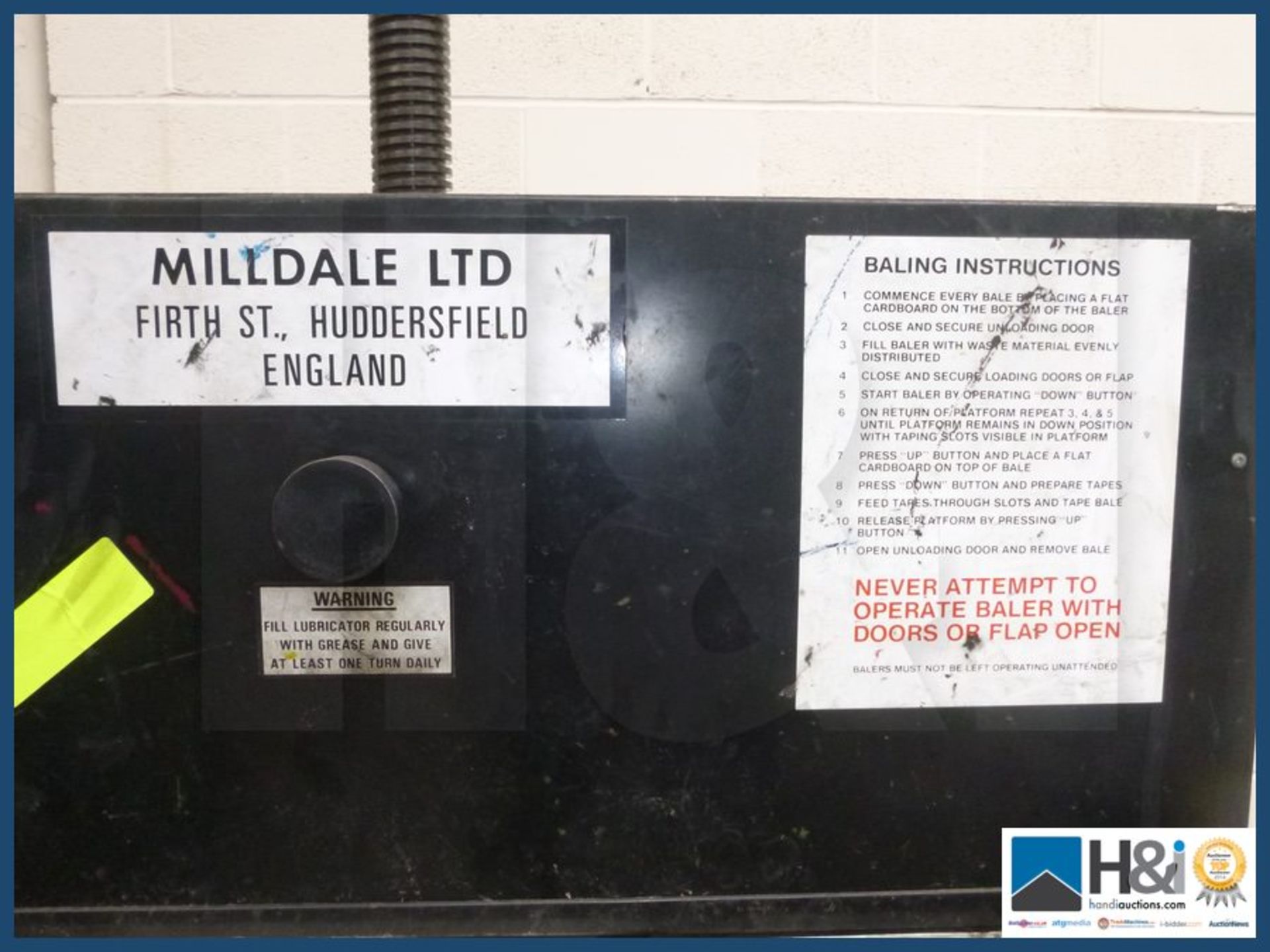 Milldale three phase half size bailing machine advised in working condition. Appraisal: Used, - Image 2 of 3