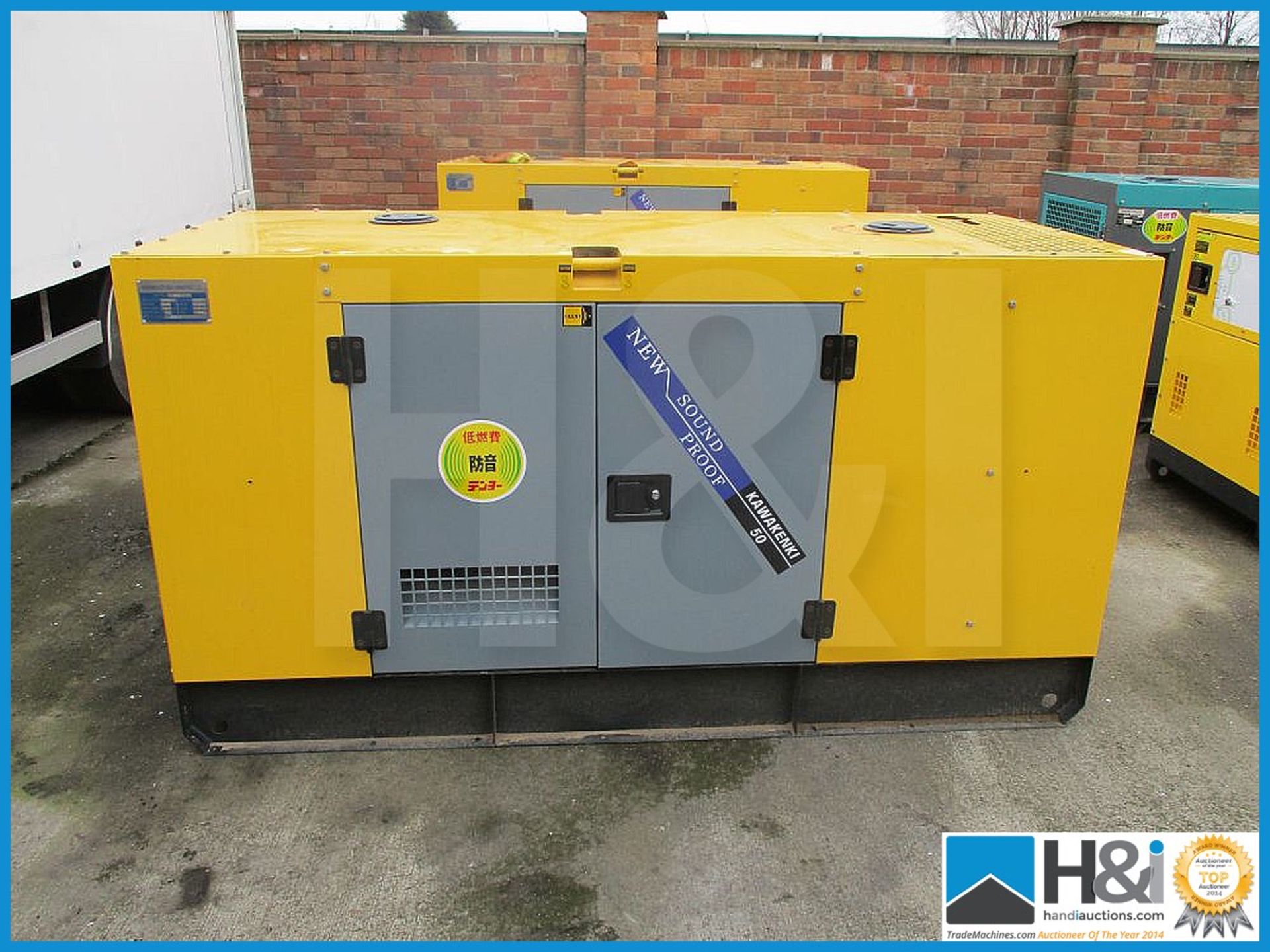 Brand new, unused yellow Kawakenki KK-50KvA generator. No oil or water and ready for transportation. - Image 3 of 5