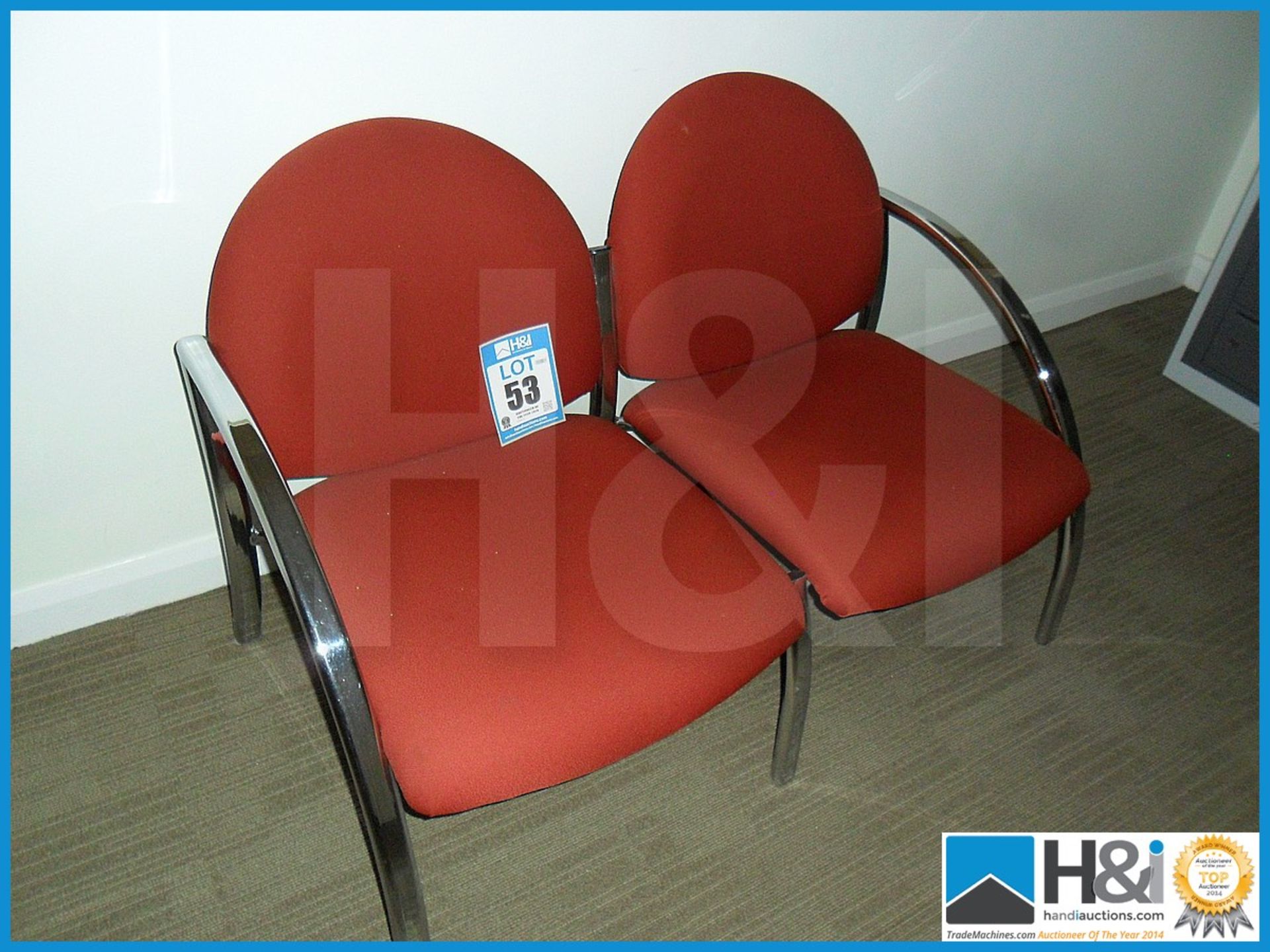 Pair of metal framed reception chairs in excellent condition