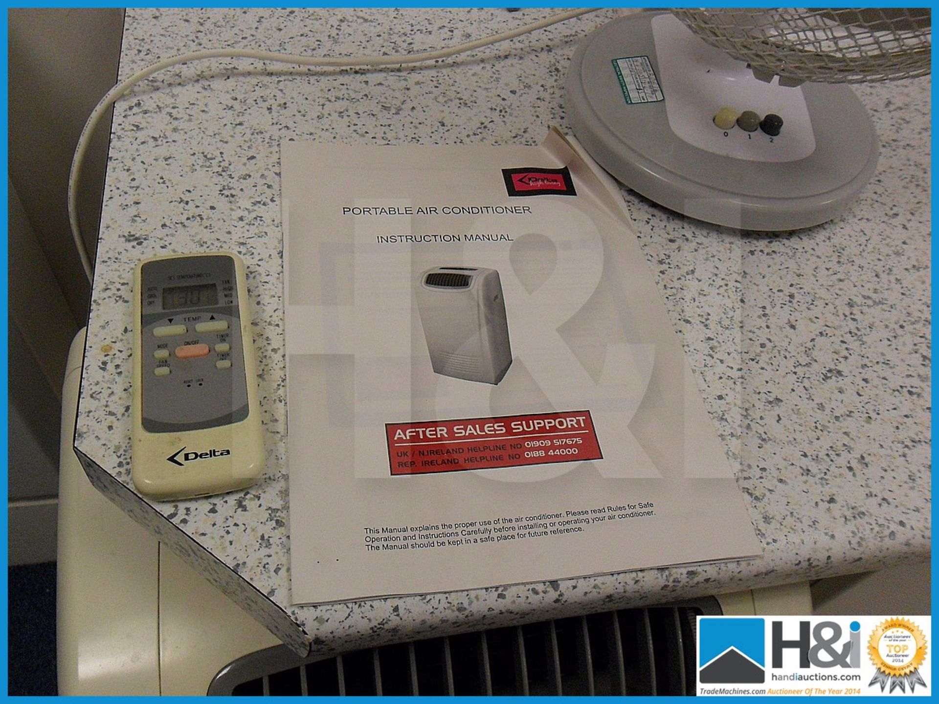 Delta air conditioning unit with remote and user manual plus desk fan. Tested - Image 2 of 2