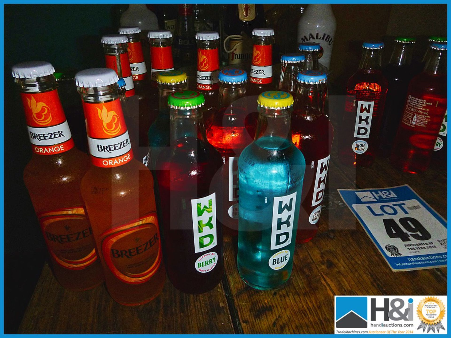 Good mixed lot of part bottles of spirits, WKD and stack of new drinks coasters - Image 2 of 4