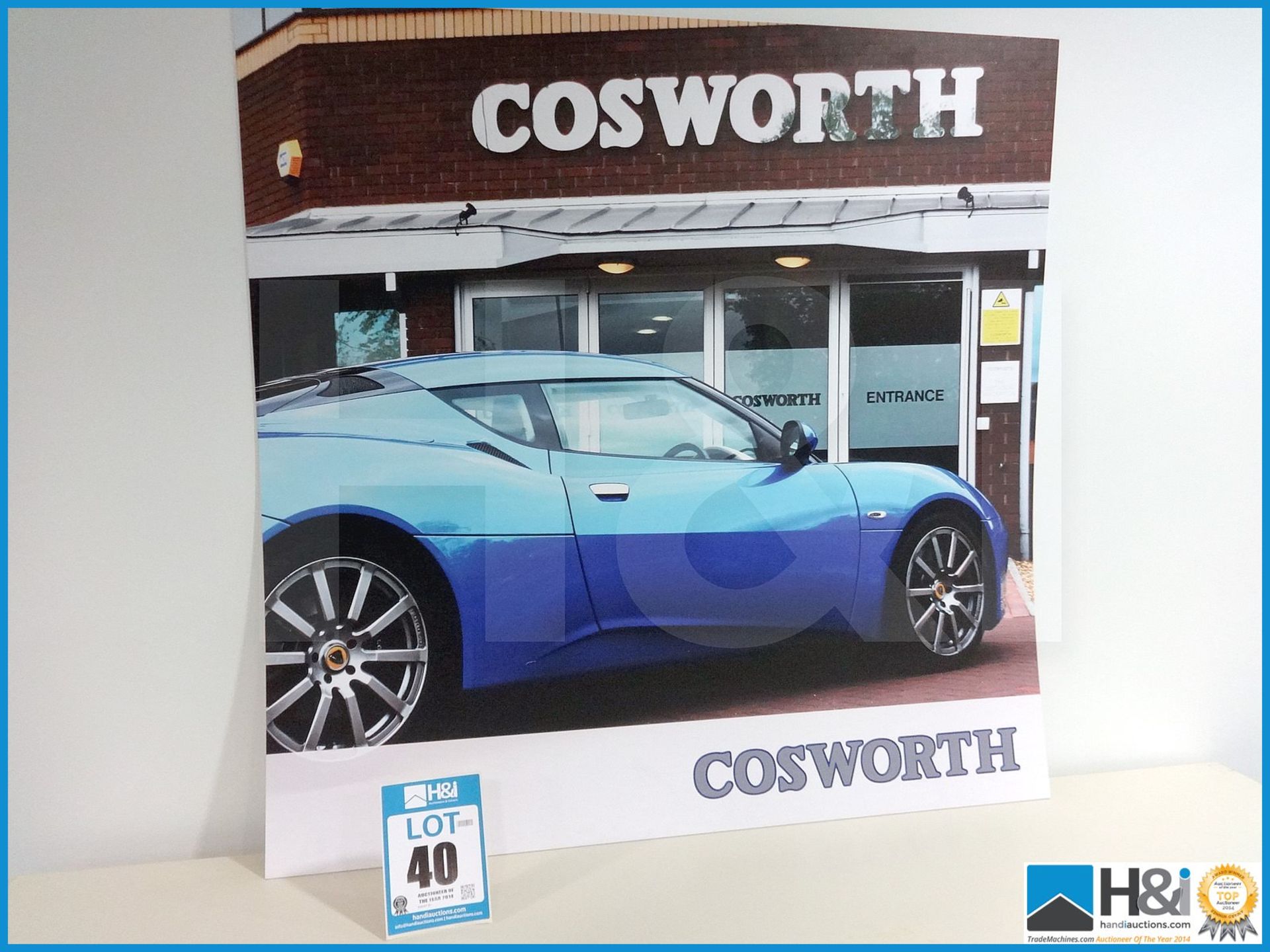 Large format Cosworth promo artwork approx 2.5ft x 2.5ft x 3mm thick Lotus Evora. Never made availab