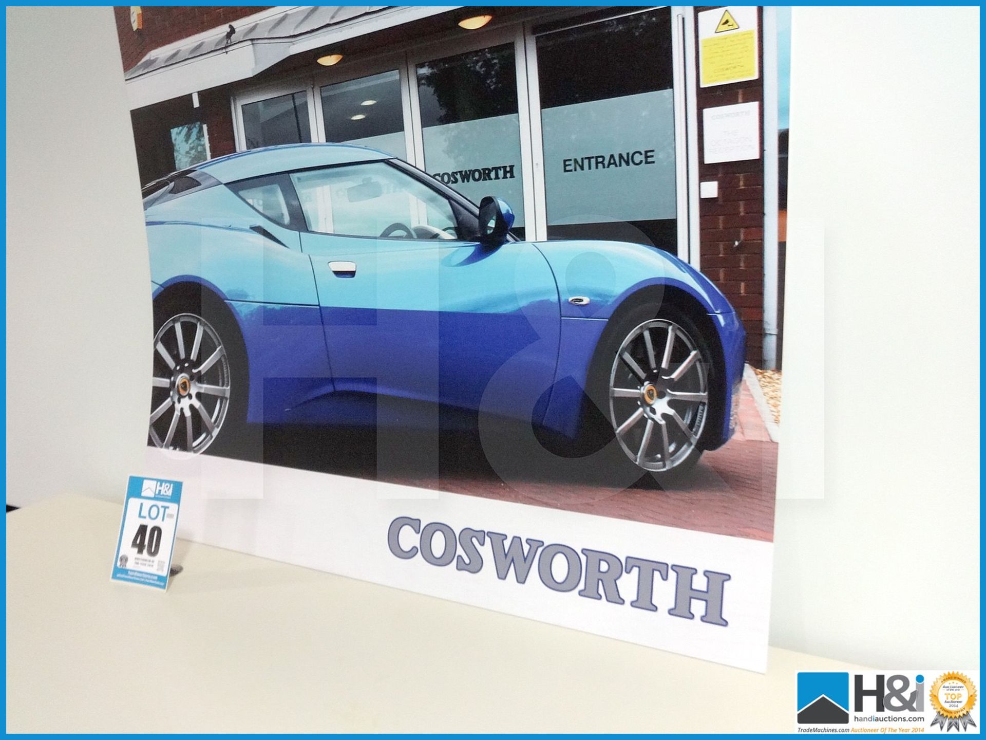Large format Cosworth promo artwork approx 2.5ft x 2.5ft x 3mm thick Lotus Evora. Never made availab - Image 2 of 3